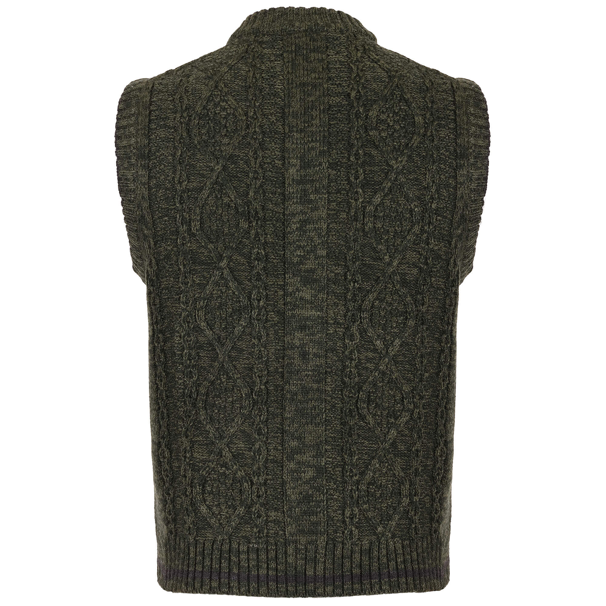 Rückansicht der Herren Strickweste "Anton", mit Reißverschluss, in der Farbe Grün