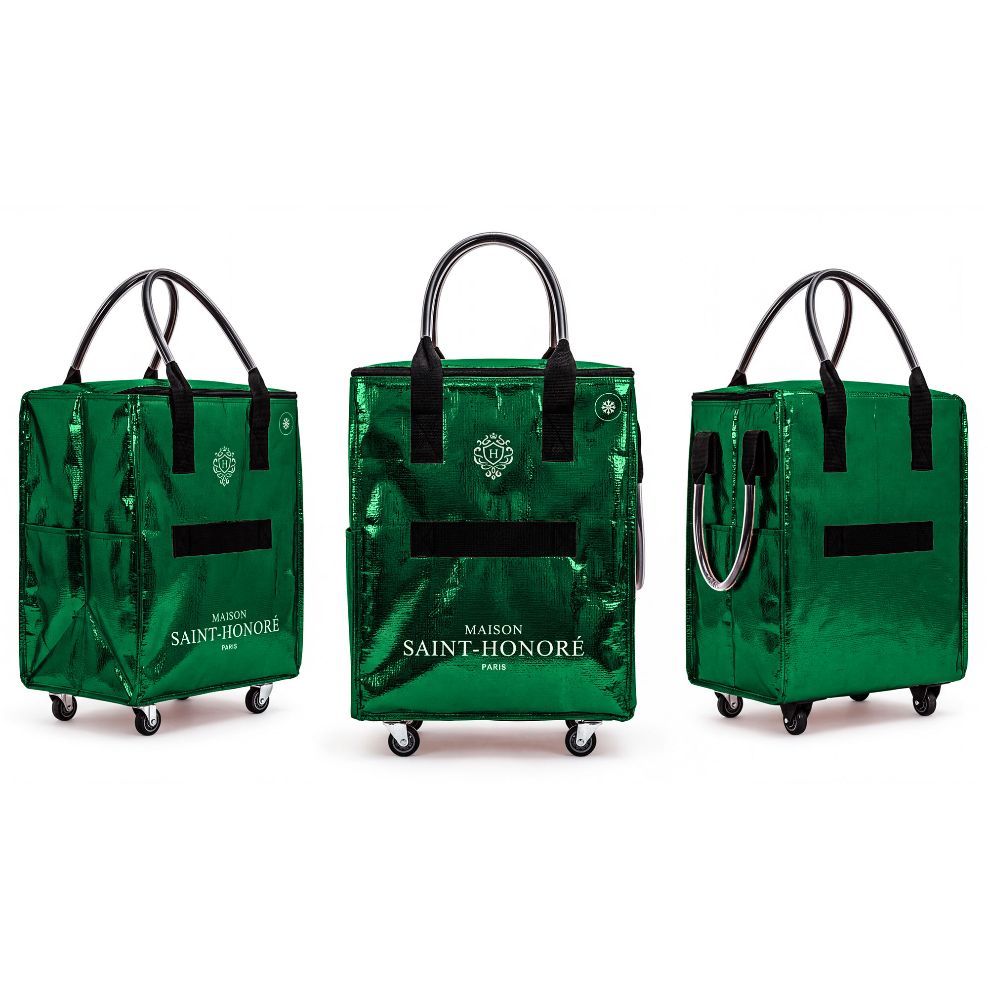 Shopper mit Rollen, Metallic Grün