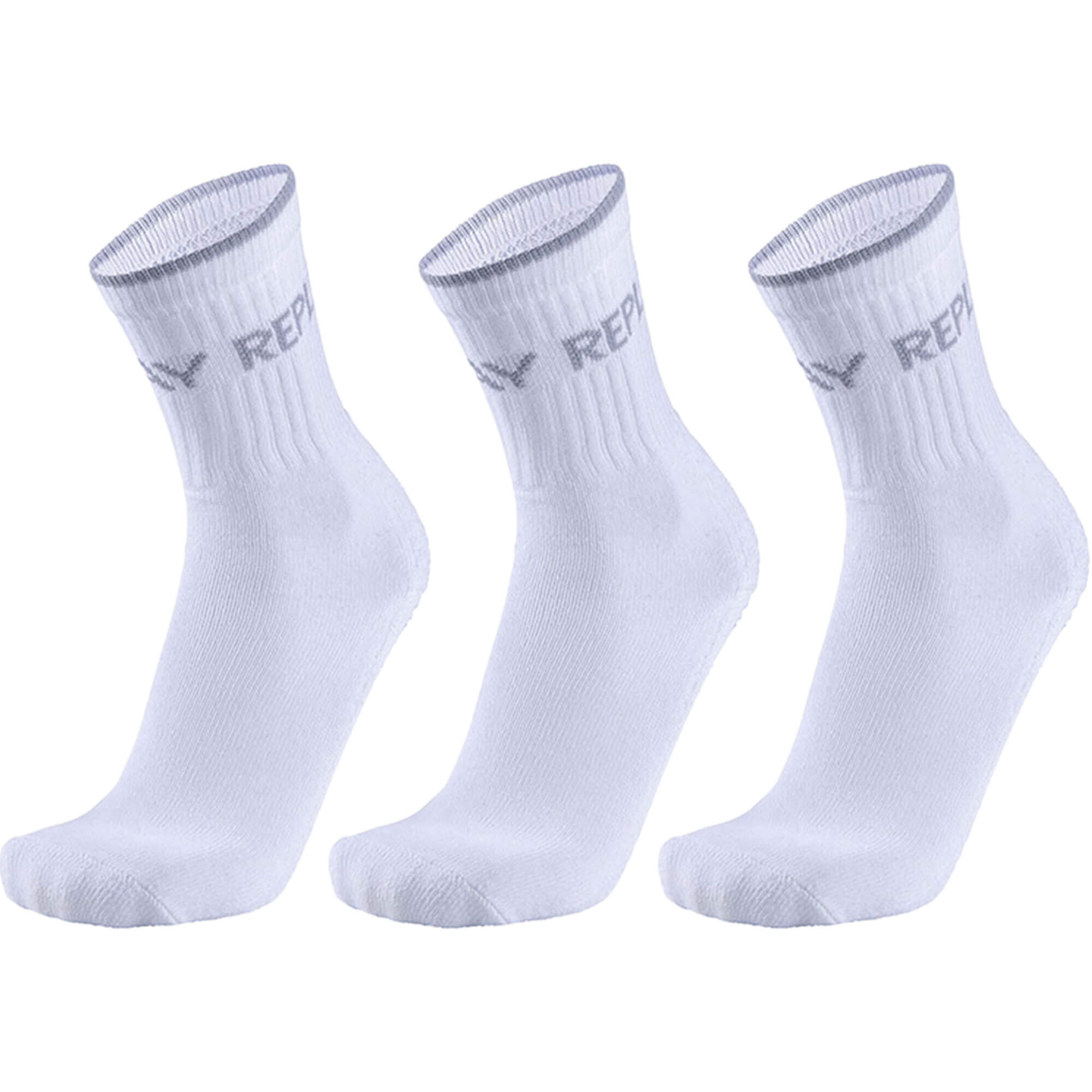 Herren Socken REPLAY 3er-Pack, Farbe Weiß mit grauem Logo