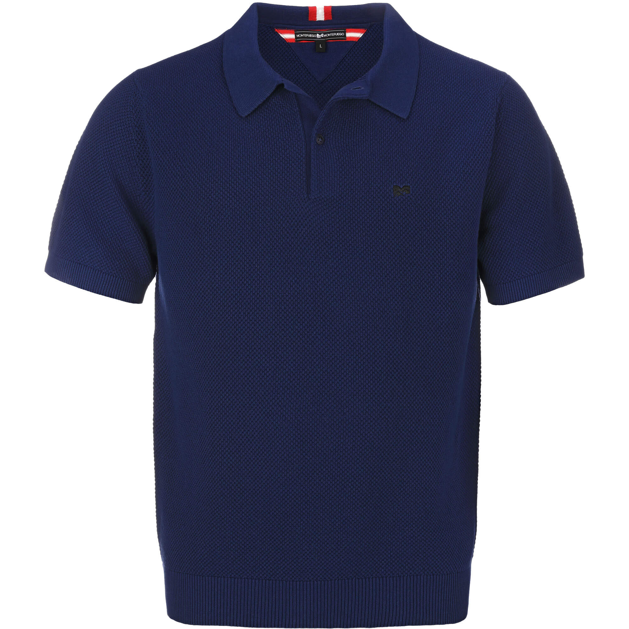 Vorderansicht des Poloshirts  Strick "Tommy", in der Farbe Dunkelblau