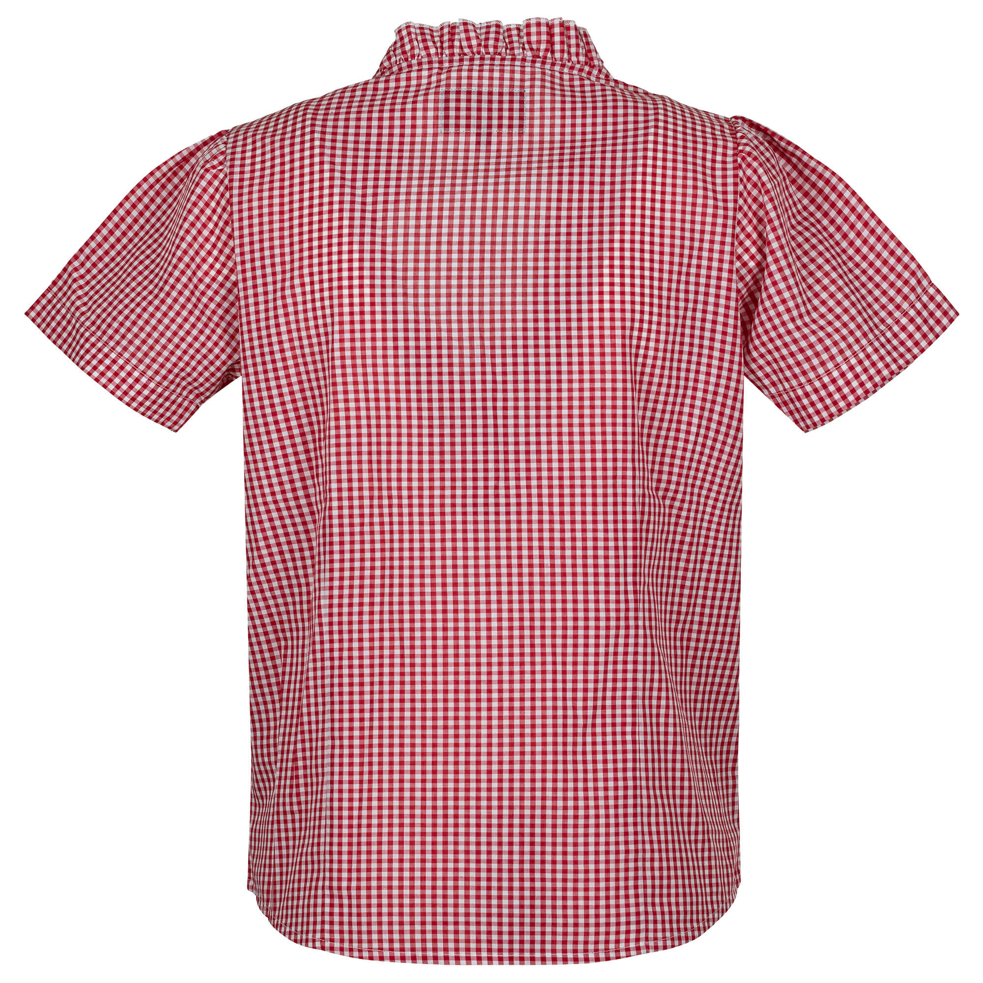 Hinteransicht der Damen Bluse "Chiemgau", in der Farbe Rot