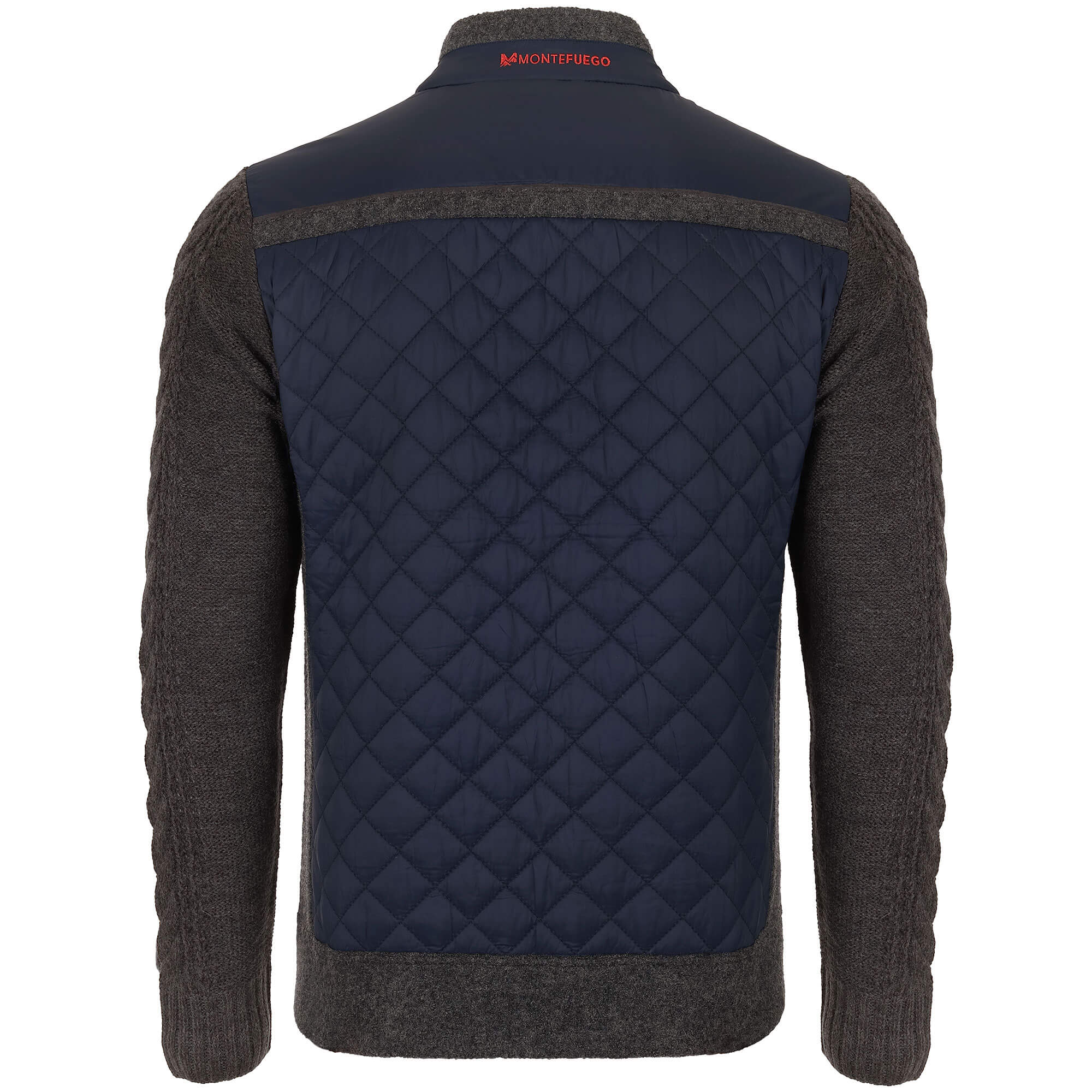 Rückansicht der Herren Strick-Stepp Outdoor Jacke "Alberto", in der Farbe Blau