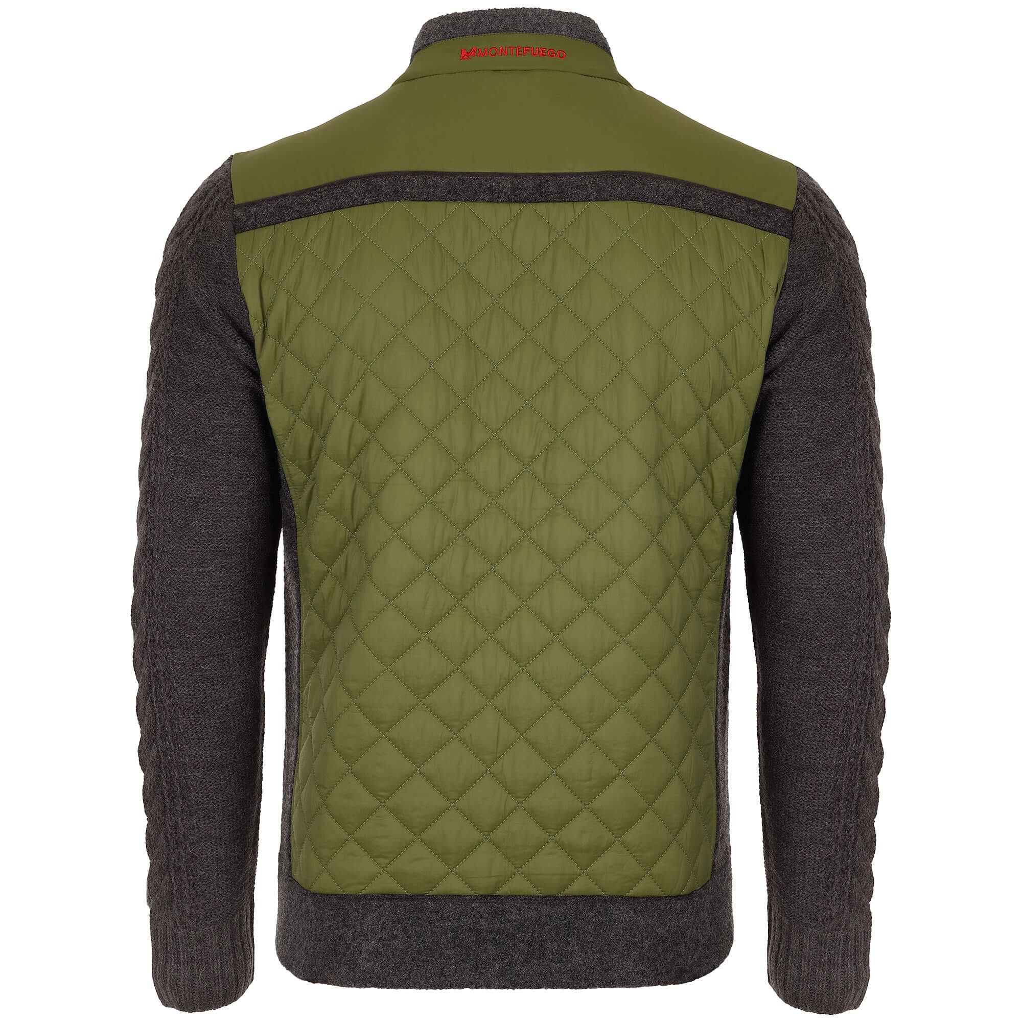 Rückansicht der Herren Strick-Stepp Outdoor Jacke "Alberto", in der Farbe Grün