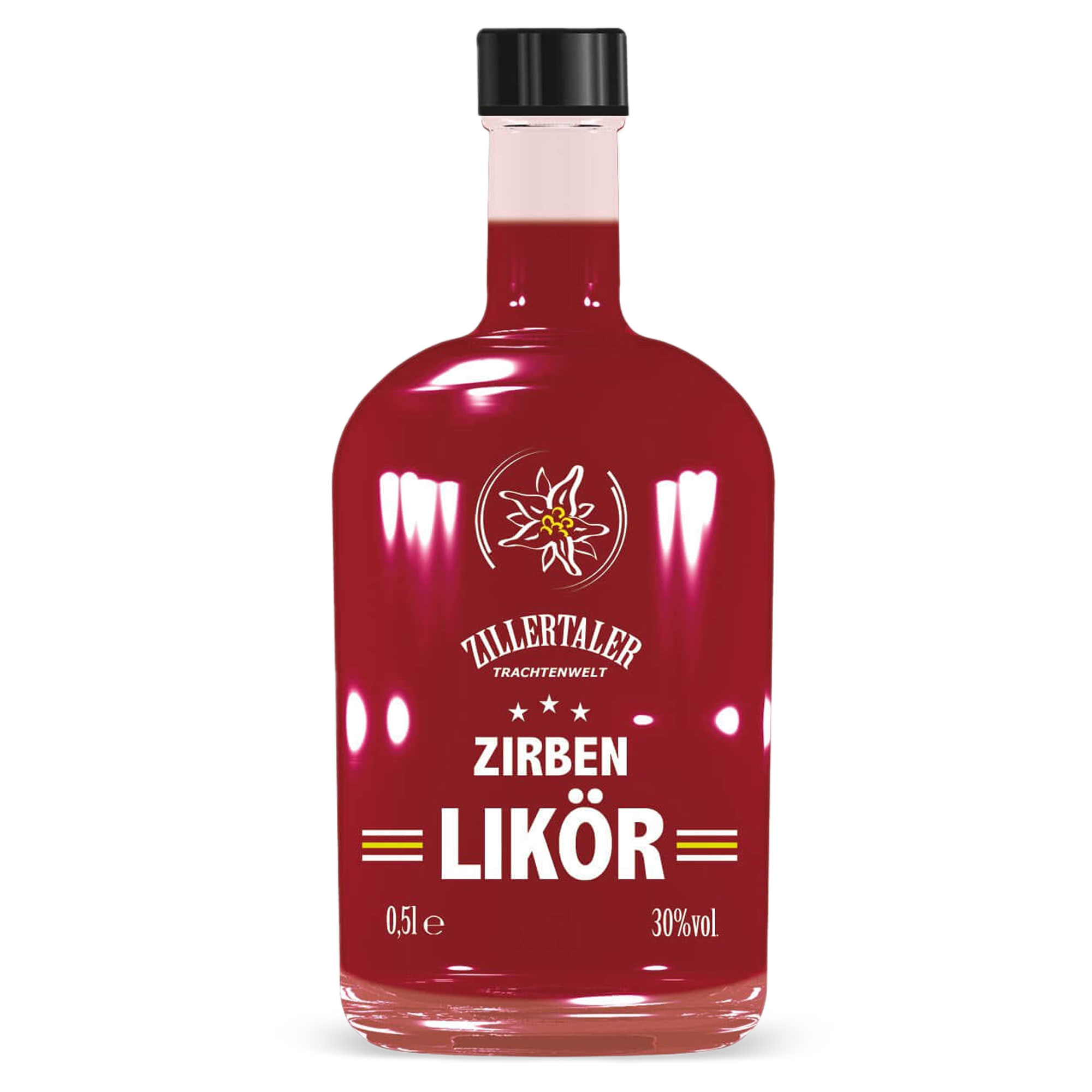 Vorderansicht des Original Zirben Likör, 500ml