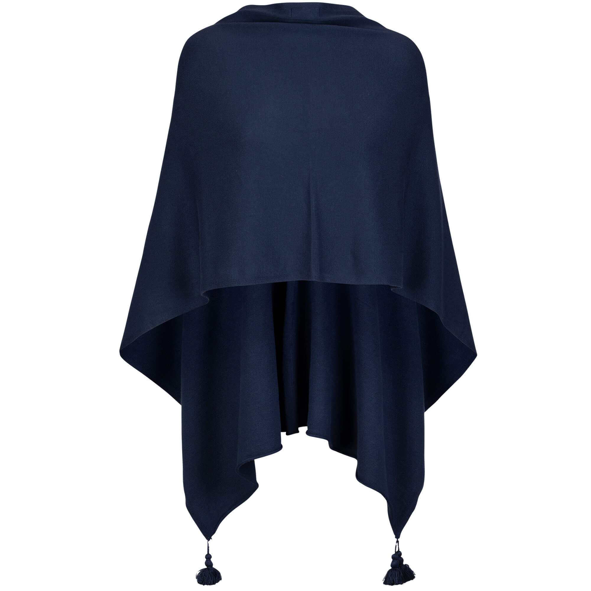 Hinteransicht des Damen Poncho in der Farbe Navy