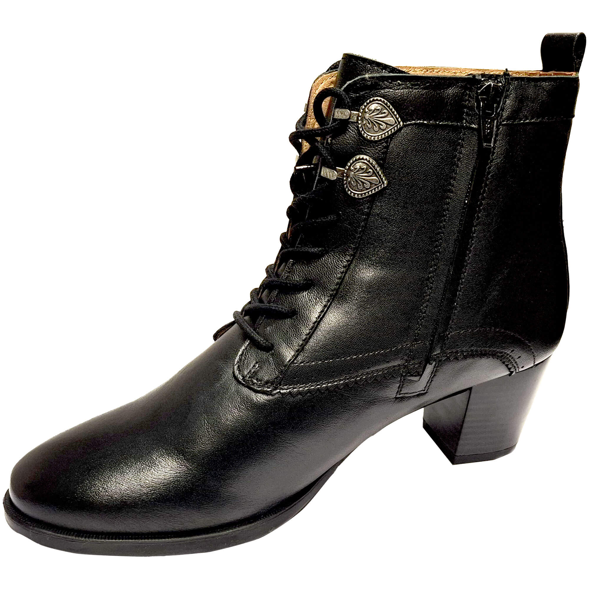 Seitenansicht des Damen Schuh "Pia", in der Farbe Schwarz, nach Links schauend