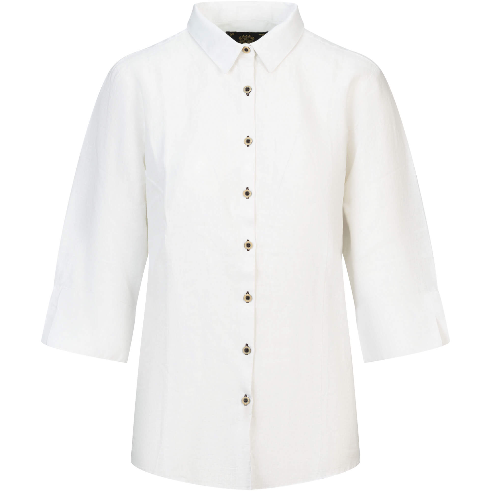 Damen Leinenbluse Dreiviertel Arm, Weiss