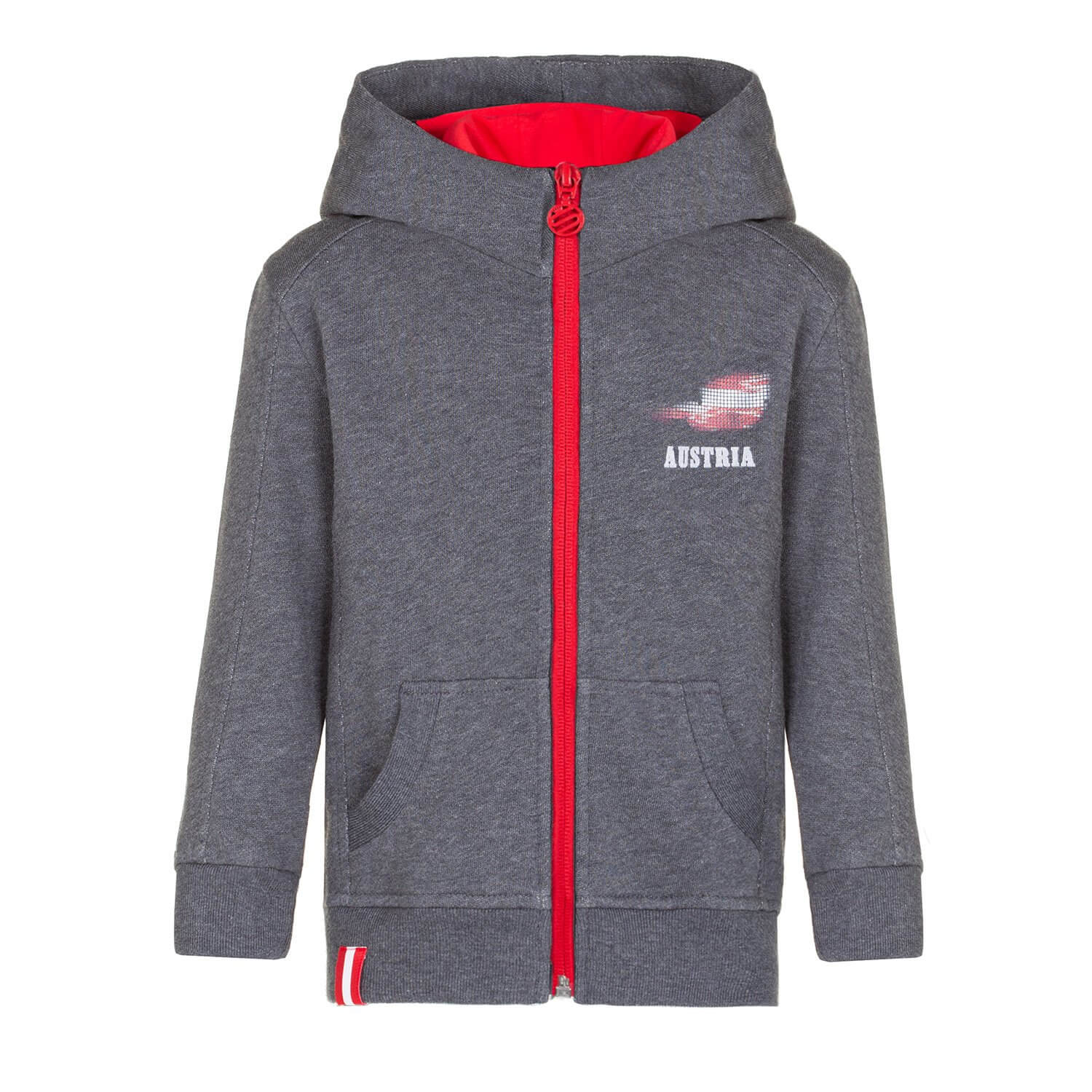 Vorderansicht der Kinder Hoddie Jacke "Austria", in Dunkelgrau