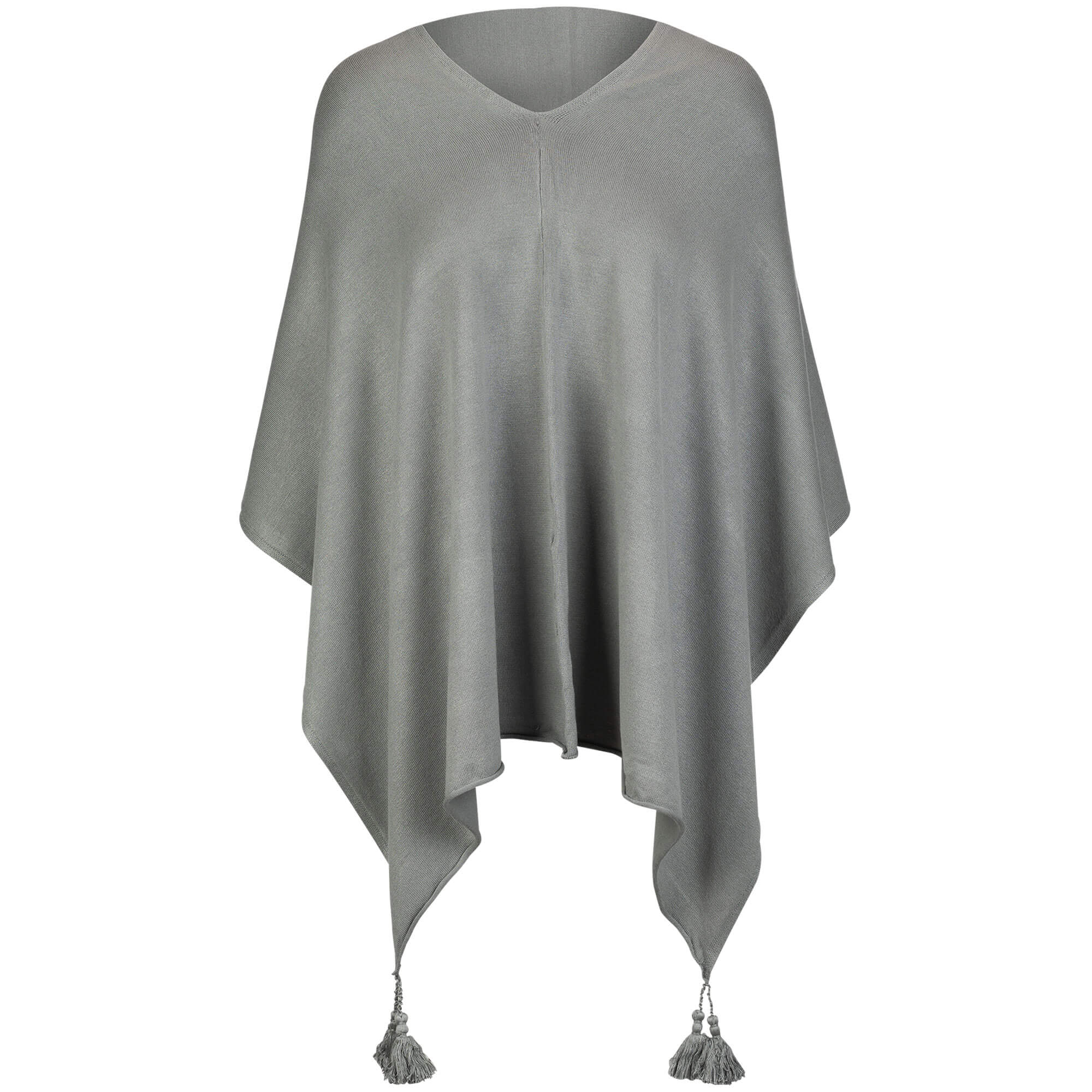 Vorderansicht des Damen Poncho in der Farbe Grau