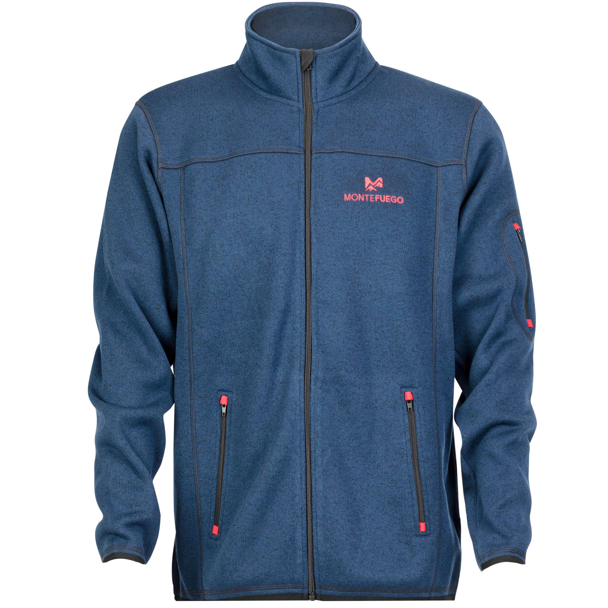 Vorderansicht der Herren Strickfleece Jacke "Montefuego" in der Farbe Blau