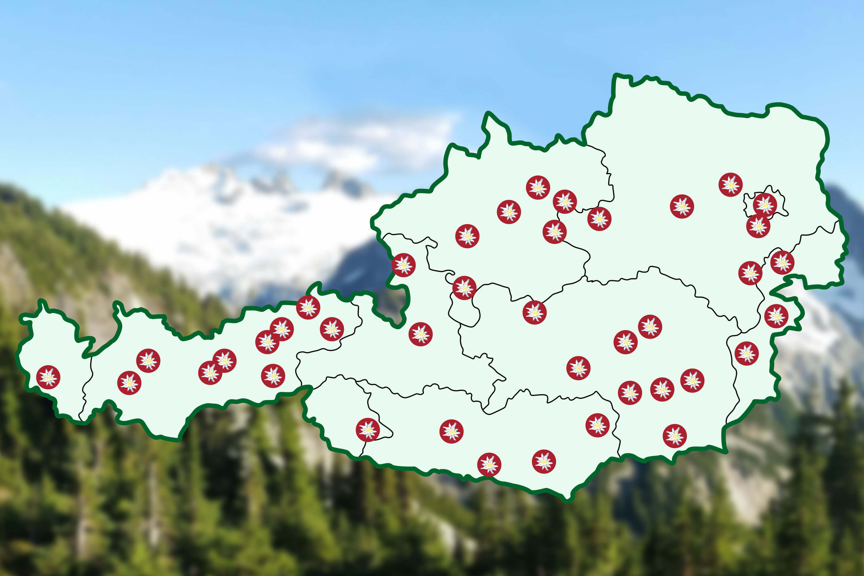 Österreich Karte mit allen Filialen der Zillertaler Trachtenwelt