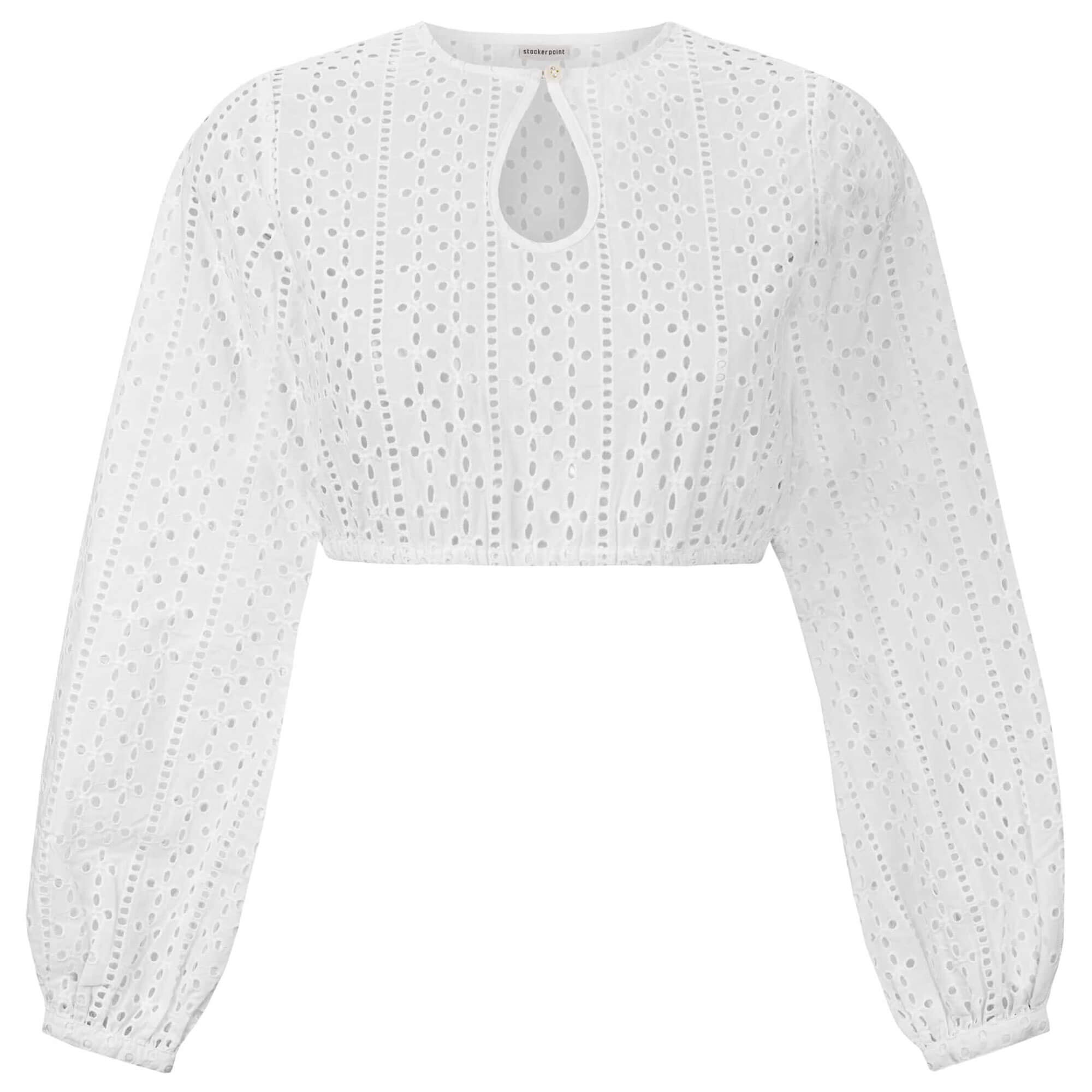 Vorderansicht der Damen Dirndlbluse "Rohani" in der Farbe Weiß