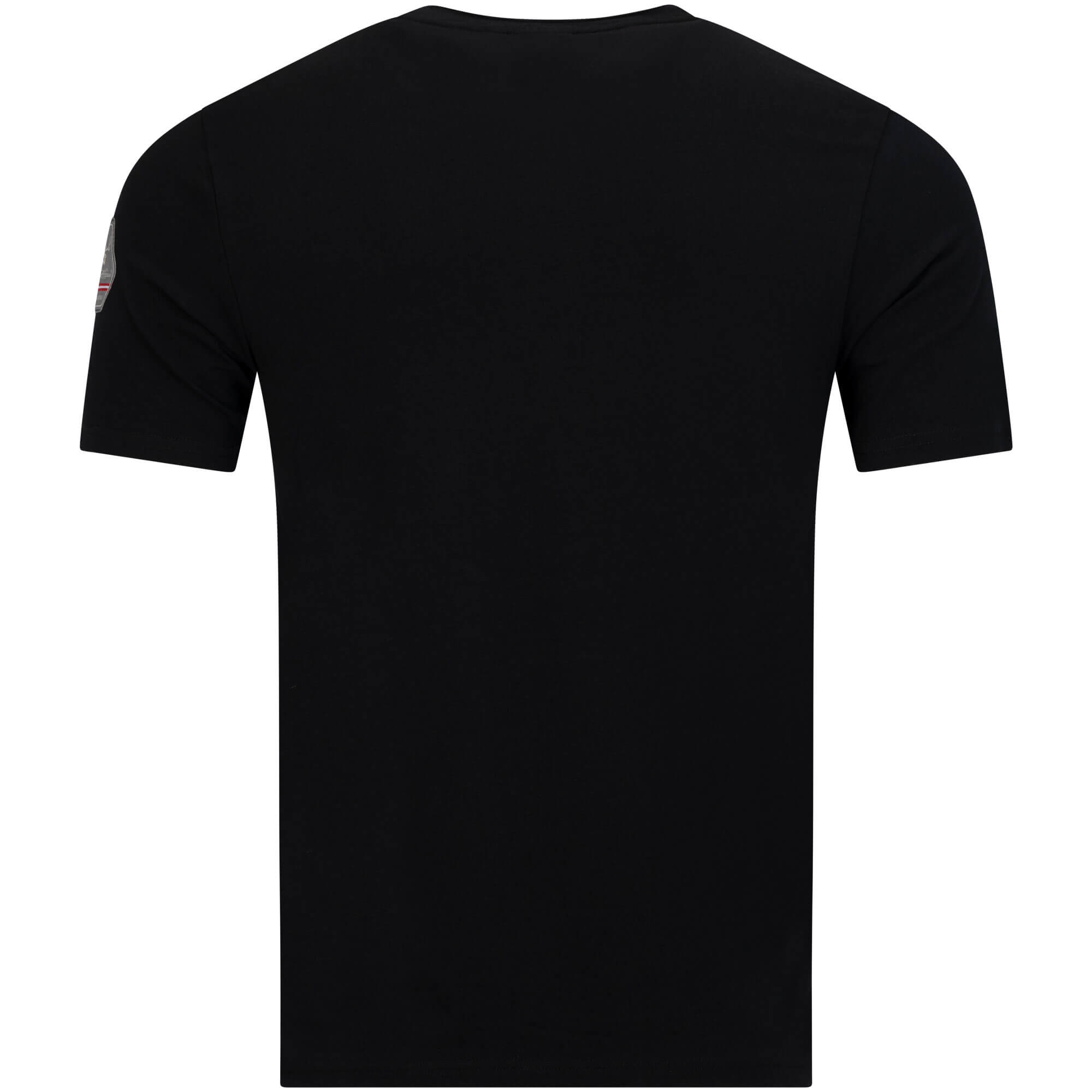 Rückansicht des Herren T-Shirt "Austria", in der Farbe Schwarz