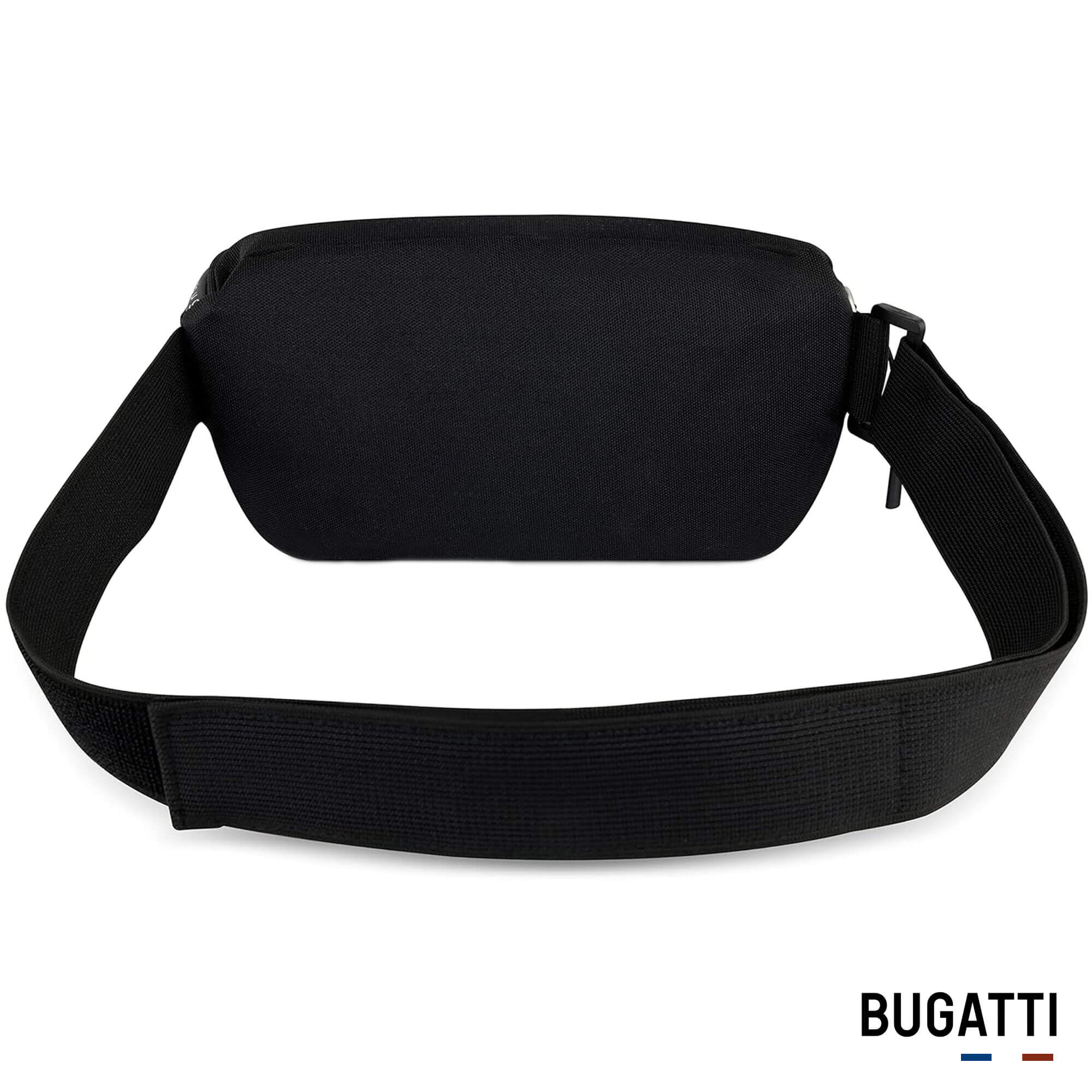 Rückansicht der Bugatti Bauchtasche, in der Farbe Schwarz
