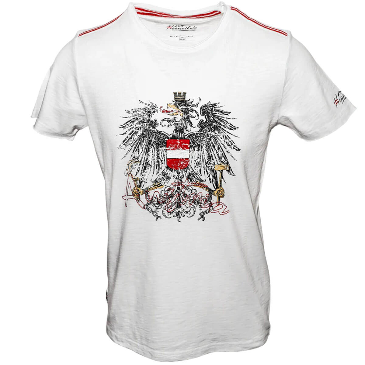 Vorderansicht des Herren T-Shirts "Austria Vintage", in der Farbe Weiß