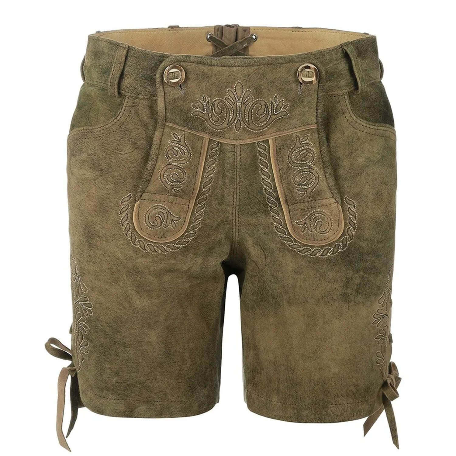 Vorderansicht der Damen Lederhose "Babsi", in der Farbe Braun