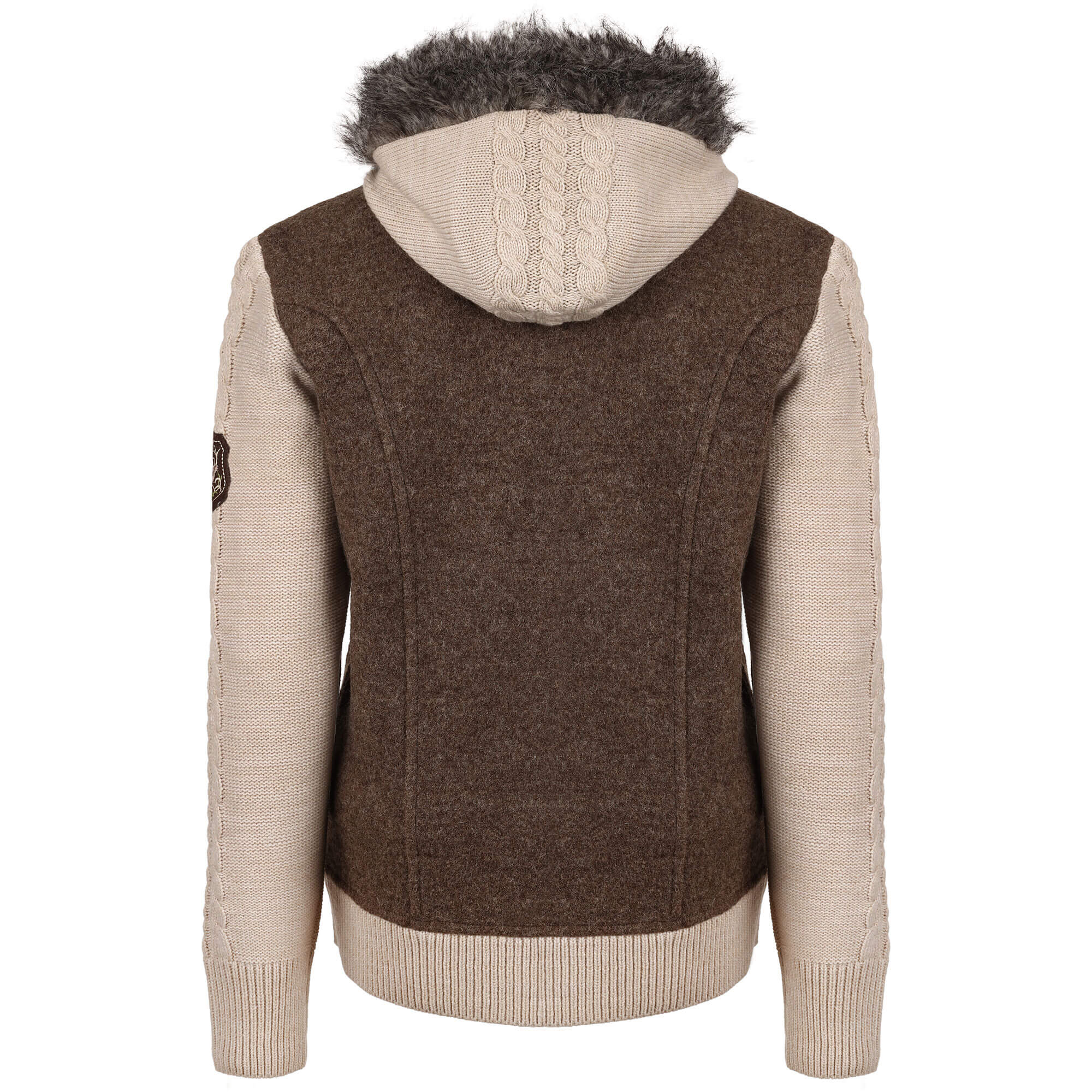 Rückansicht der Mädchen Strickjacke "Lucie", in der Farbe Beige-Braun