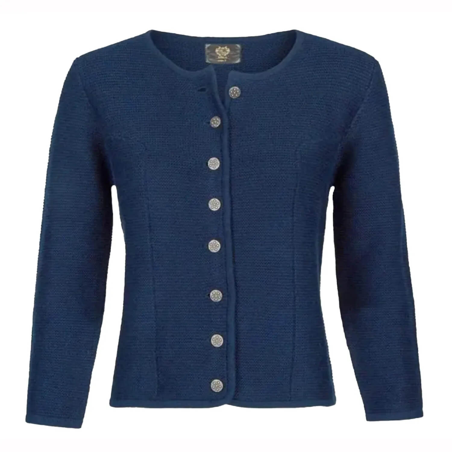 Vorderansicht der Damen Strickjacke "Achensee", in der Farbe Blau