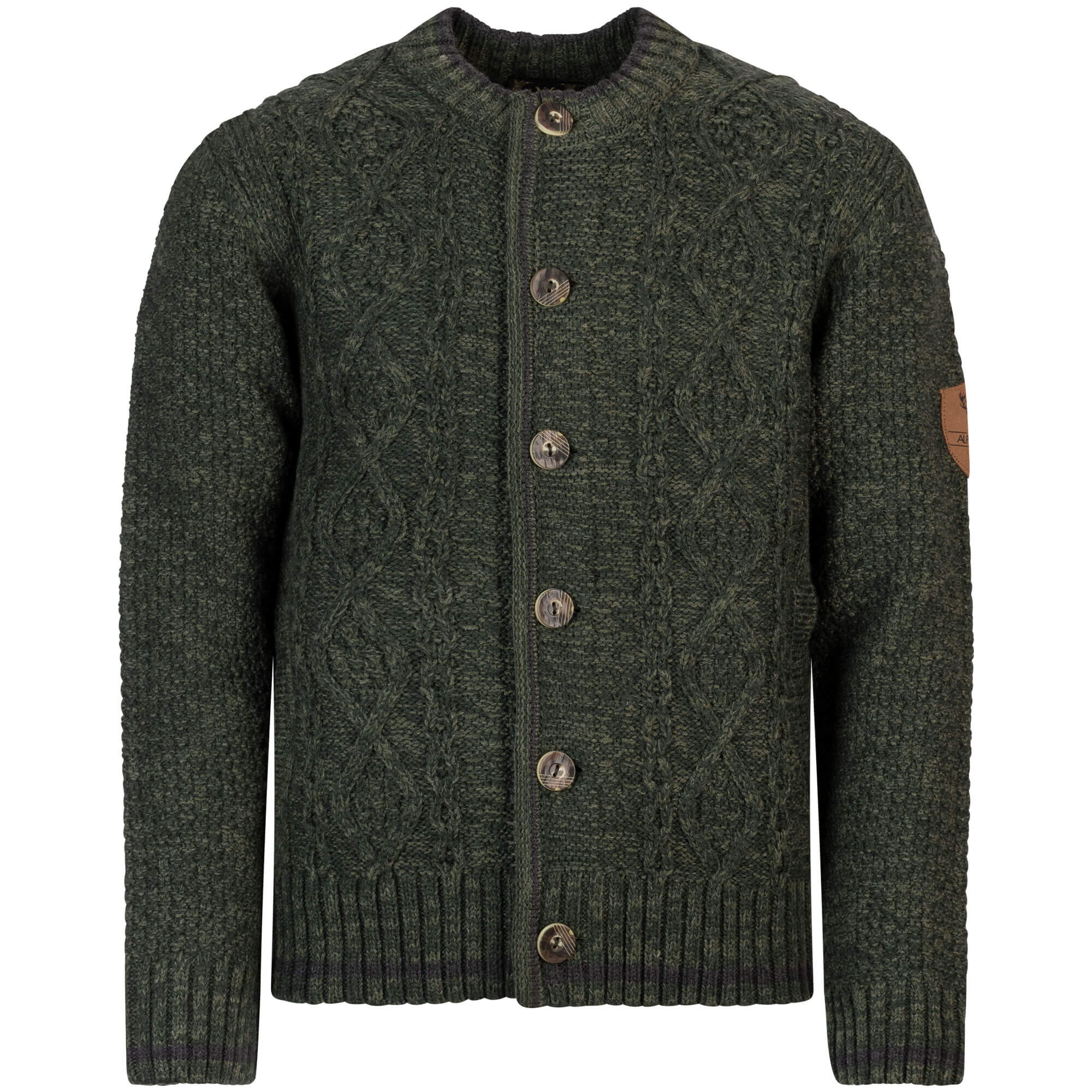 Vorderansicht der Kinder Strickjacke Anton mit Knöpfen in der Farbe "Grün"