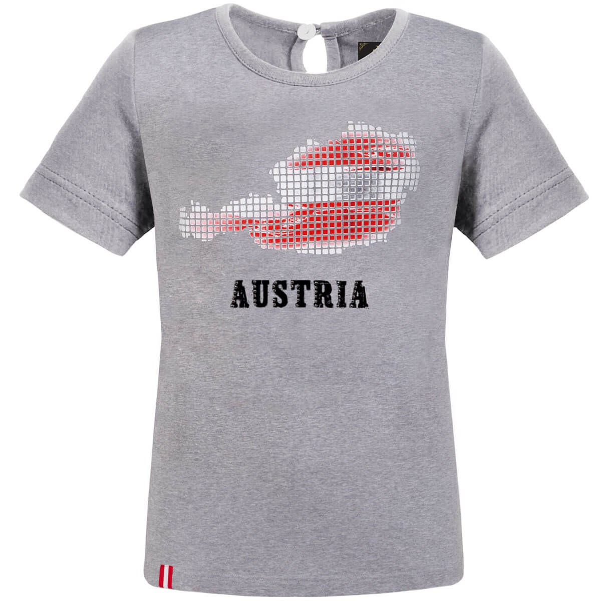 Vorderansicht des Kinder T-Shirts "Österreich", in der Farbe Grau