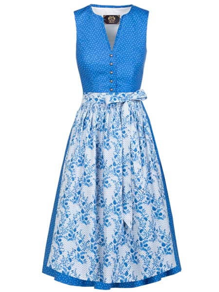 Vorderansicht des Damen Dirndls "Anna Bianca" in der Farbe Blau-Weiß