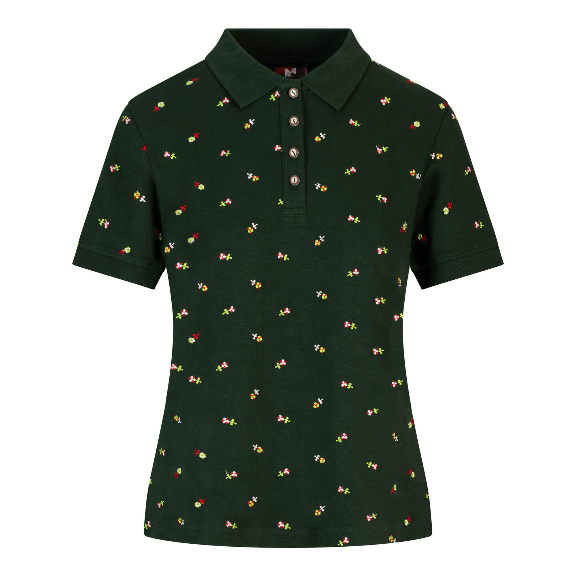 Damen Blümchen Stick Polo "Kärnten", Grün