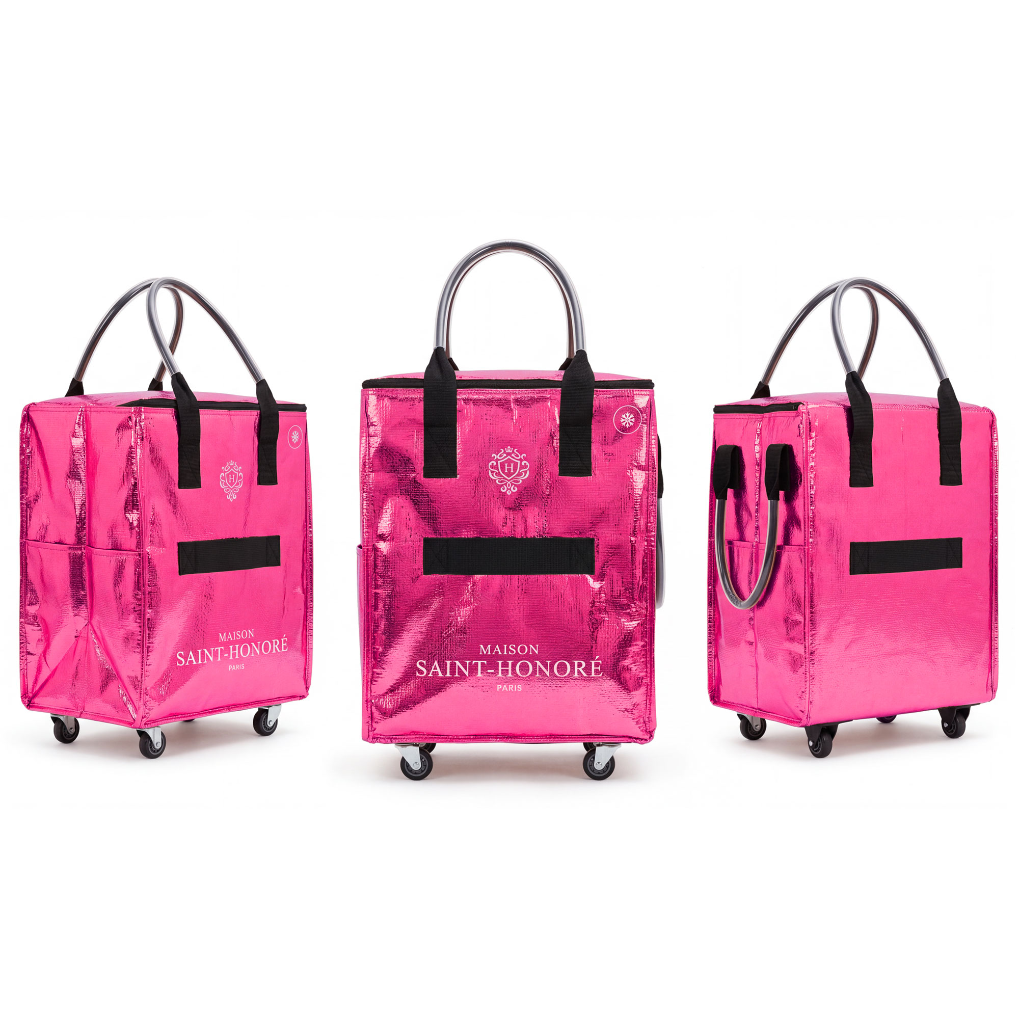 Shopper mit Rollen, Metallic Magenta