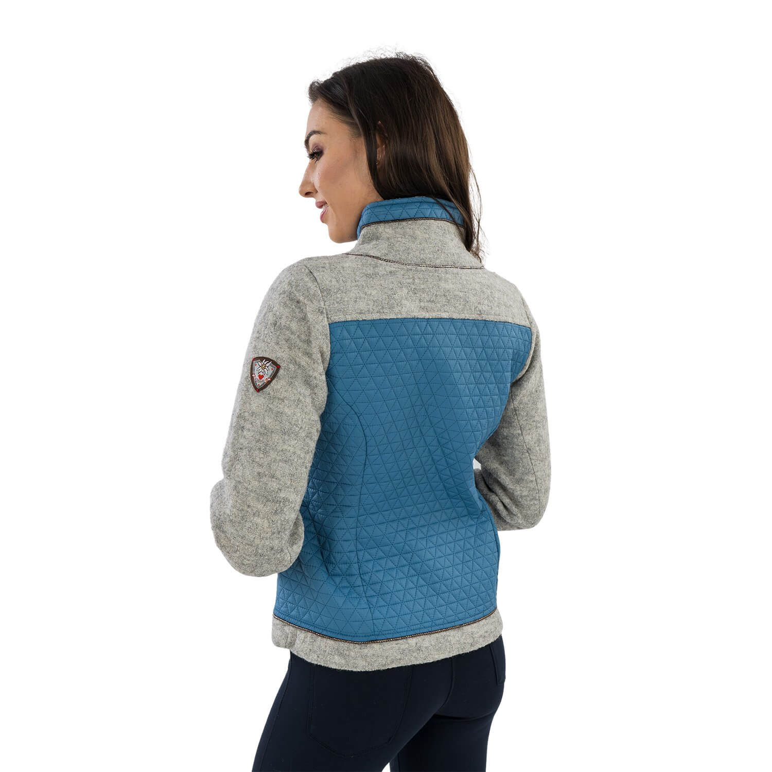 Hinteransicht der Damen Outdoor Jacke "Clarissa", in der Farbe Blau, auf Modell