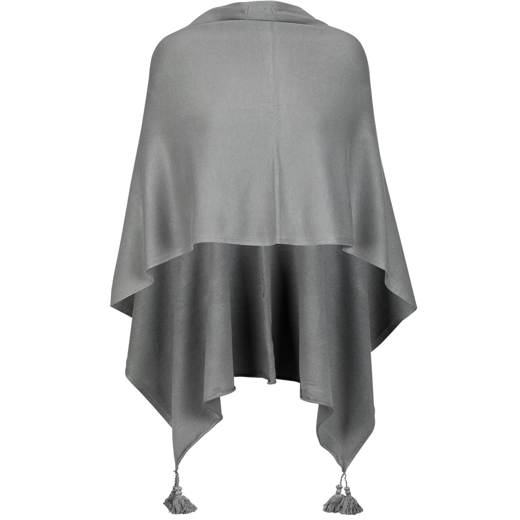 Hinteransicht des Damen Poncho in der Farbe Grau
