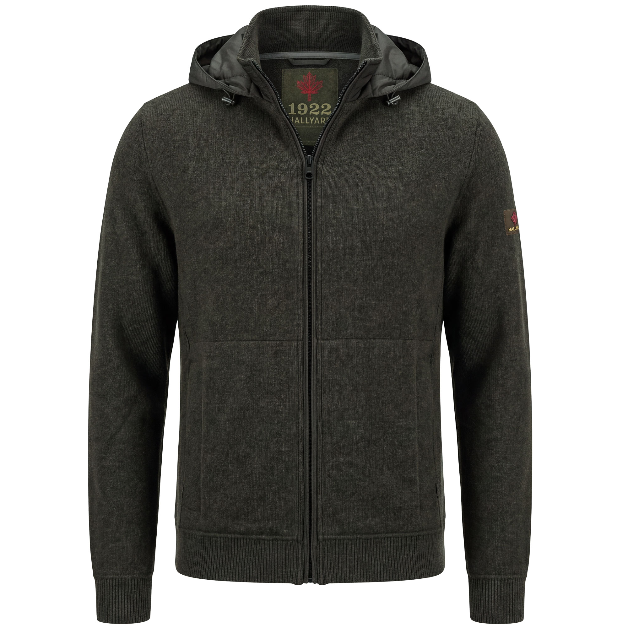 Vorderansicht des Herren Jagdhoodies "Yukon-001" in Dunkelgrün