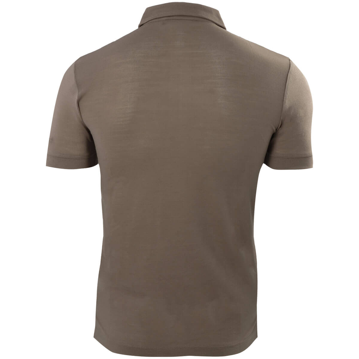 Hinteransicht des Herren Merino Poloshirt "Falko", in der Farbe Khaki