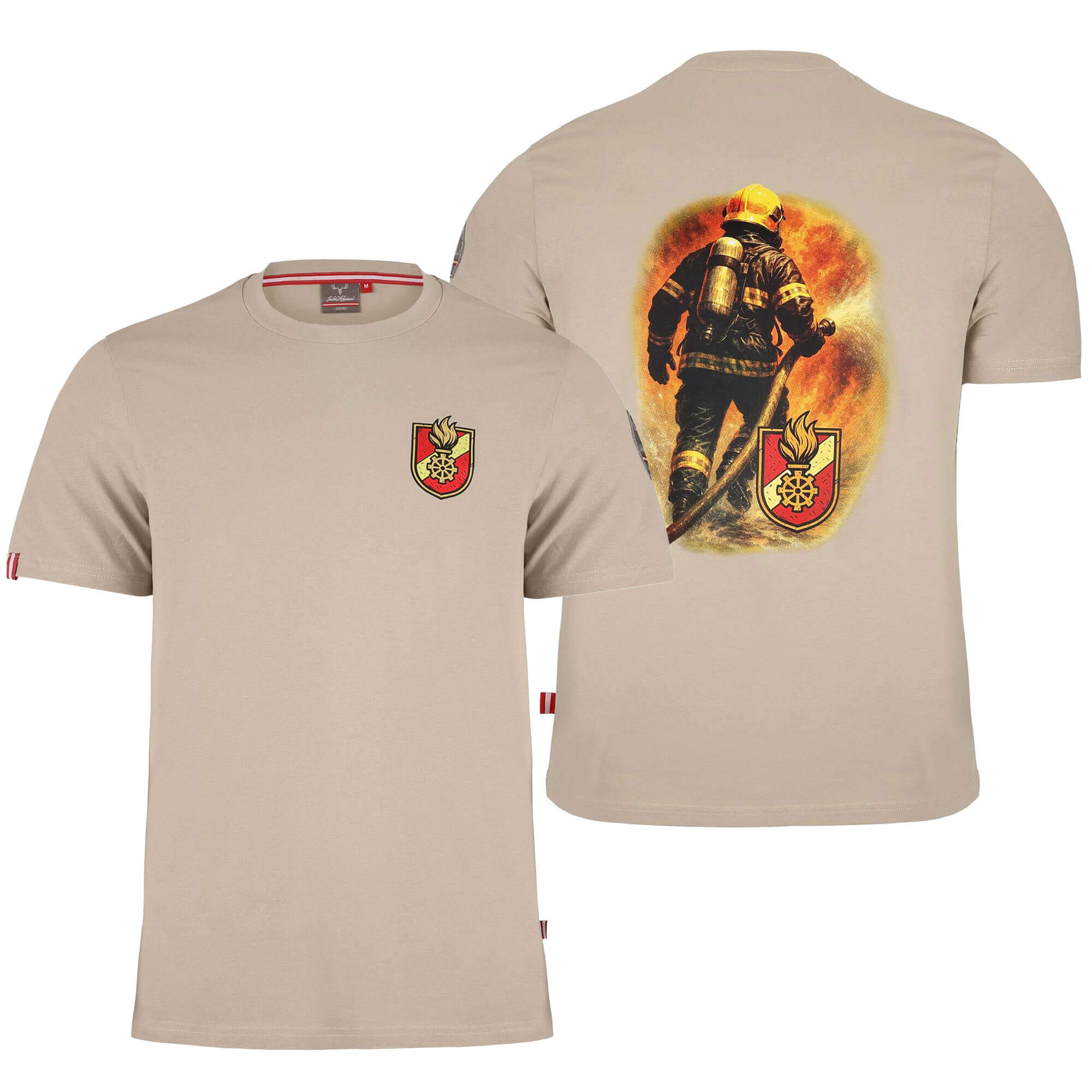 Herren T-Shirt Feuerwehr "Feuerwehrmann", Beige