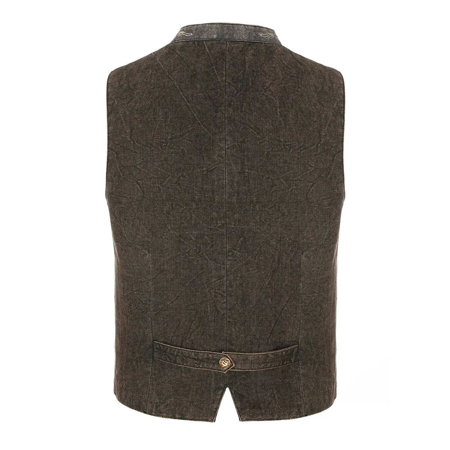 Hinteransicht des Herren Gilets "Henry", in der Farbe Braun-Stone