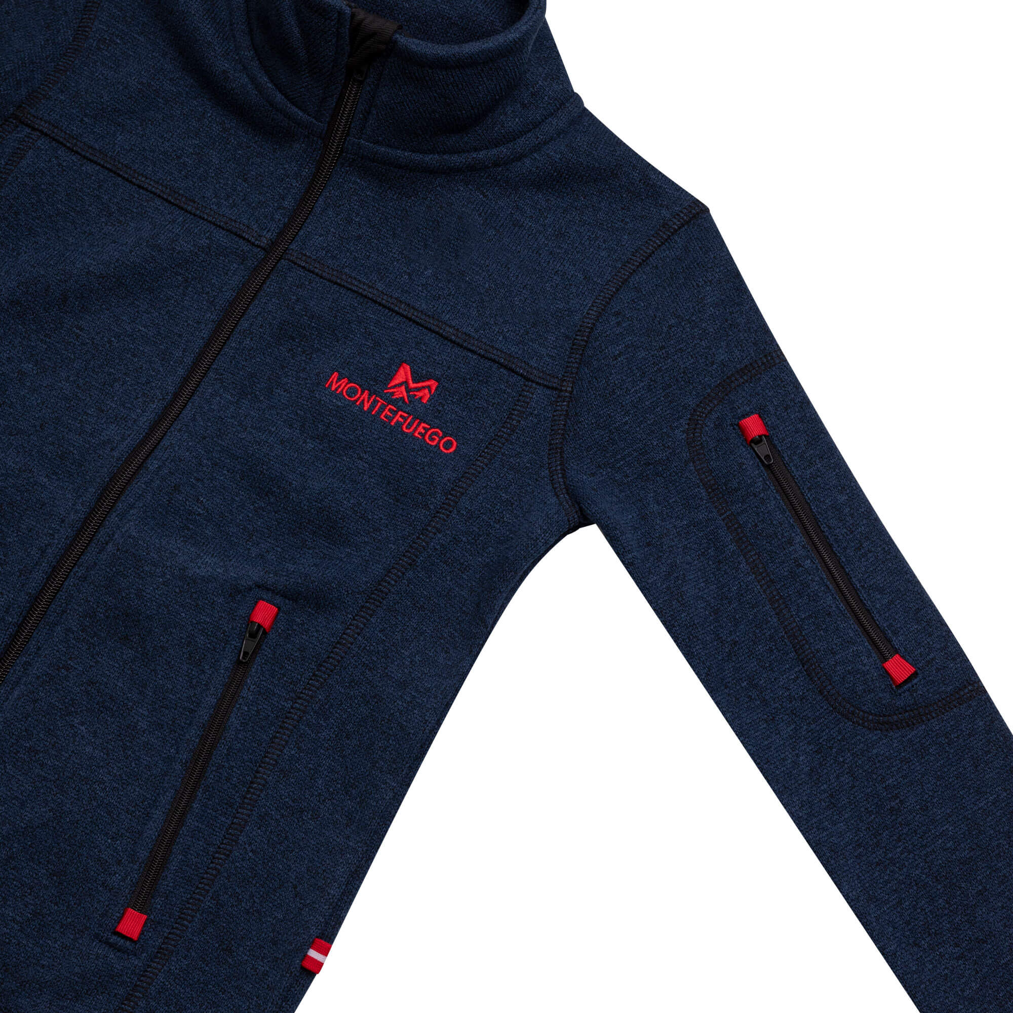 Detailansicht der Kinder Strickfleece Jacke "Montefuego", in der Farbe Blau