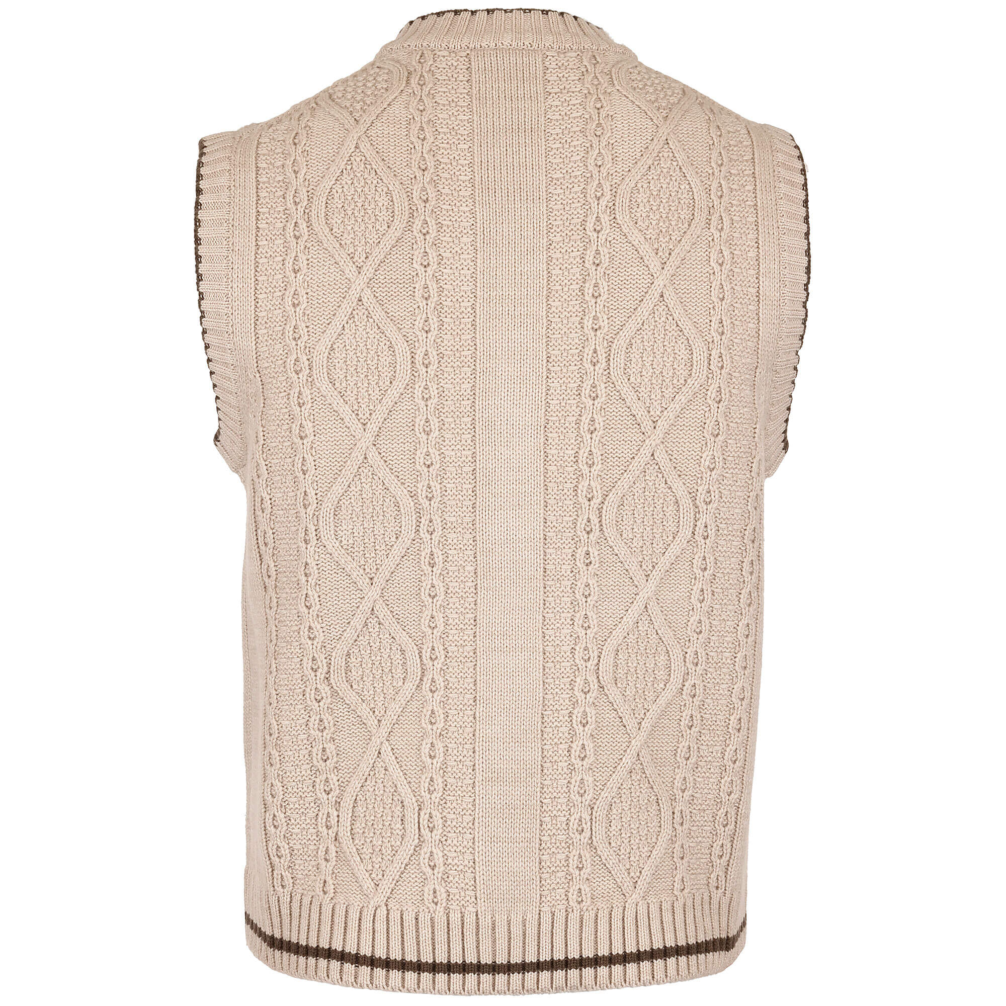 Rückansicht der Herren Strickweste "Anton", mit Reißverschluss, in der Farbe Beige