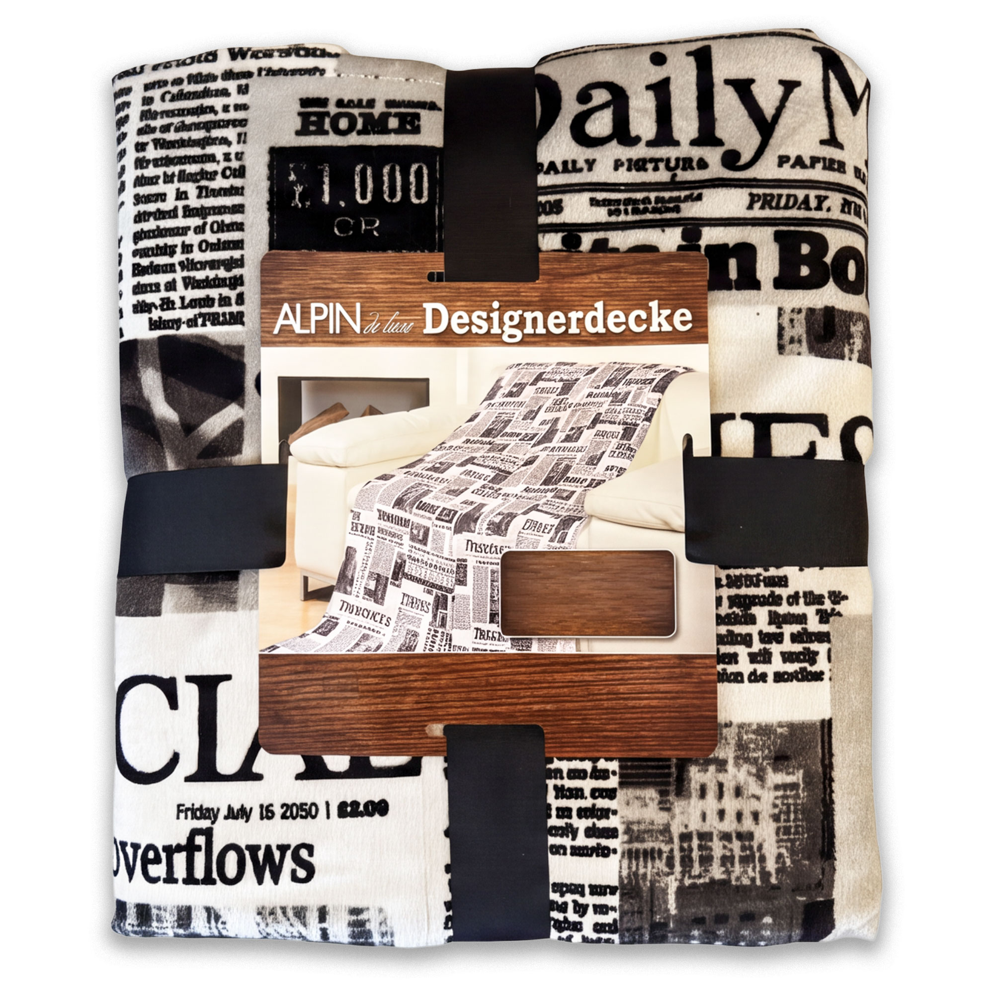 Motiv Designerdecke "Newspaper", 150x200cm