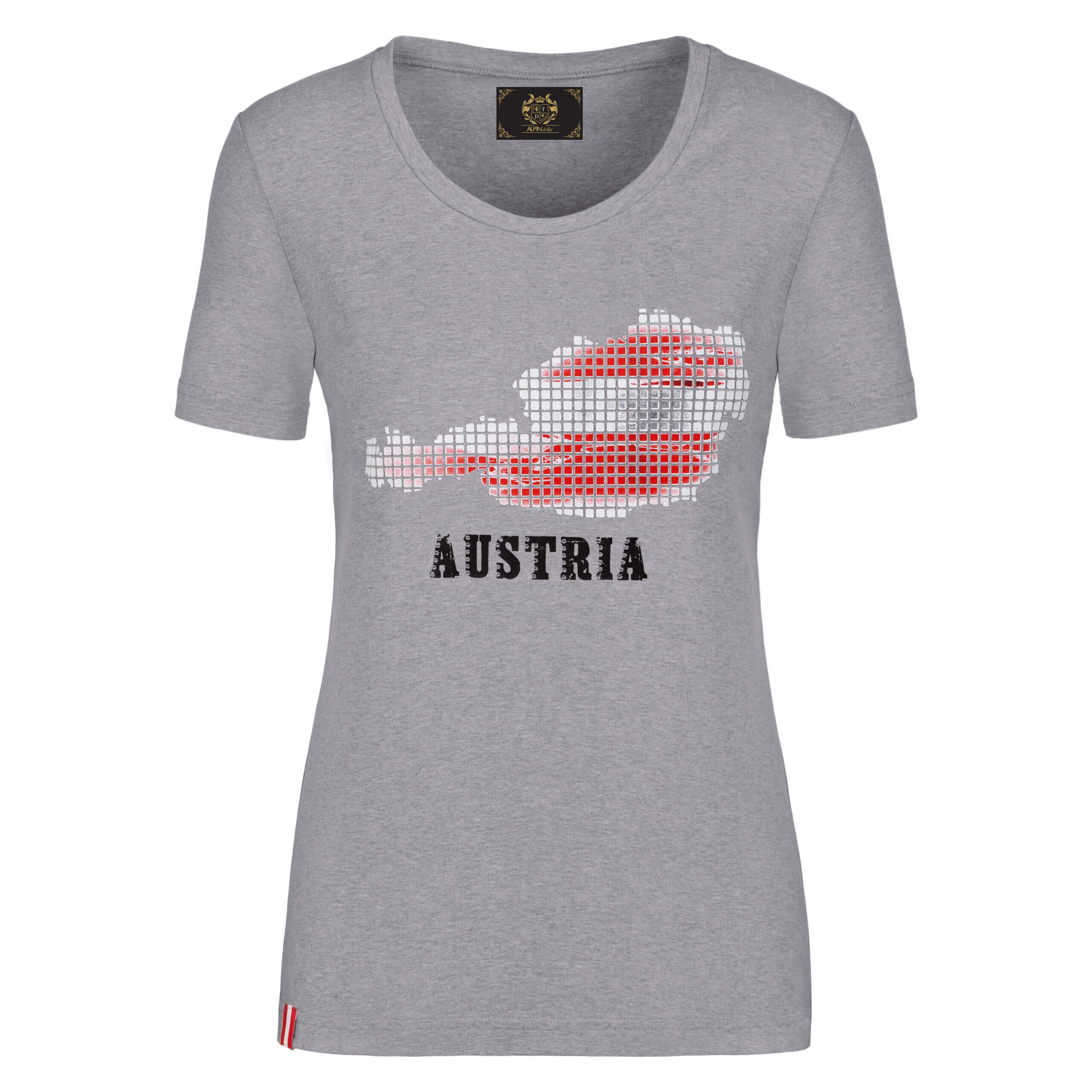 Vorderansicht des Damen T-Shirts "Österreich", in Grau