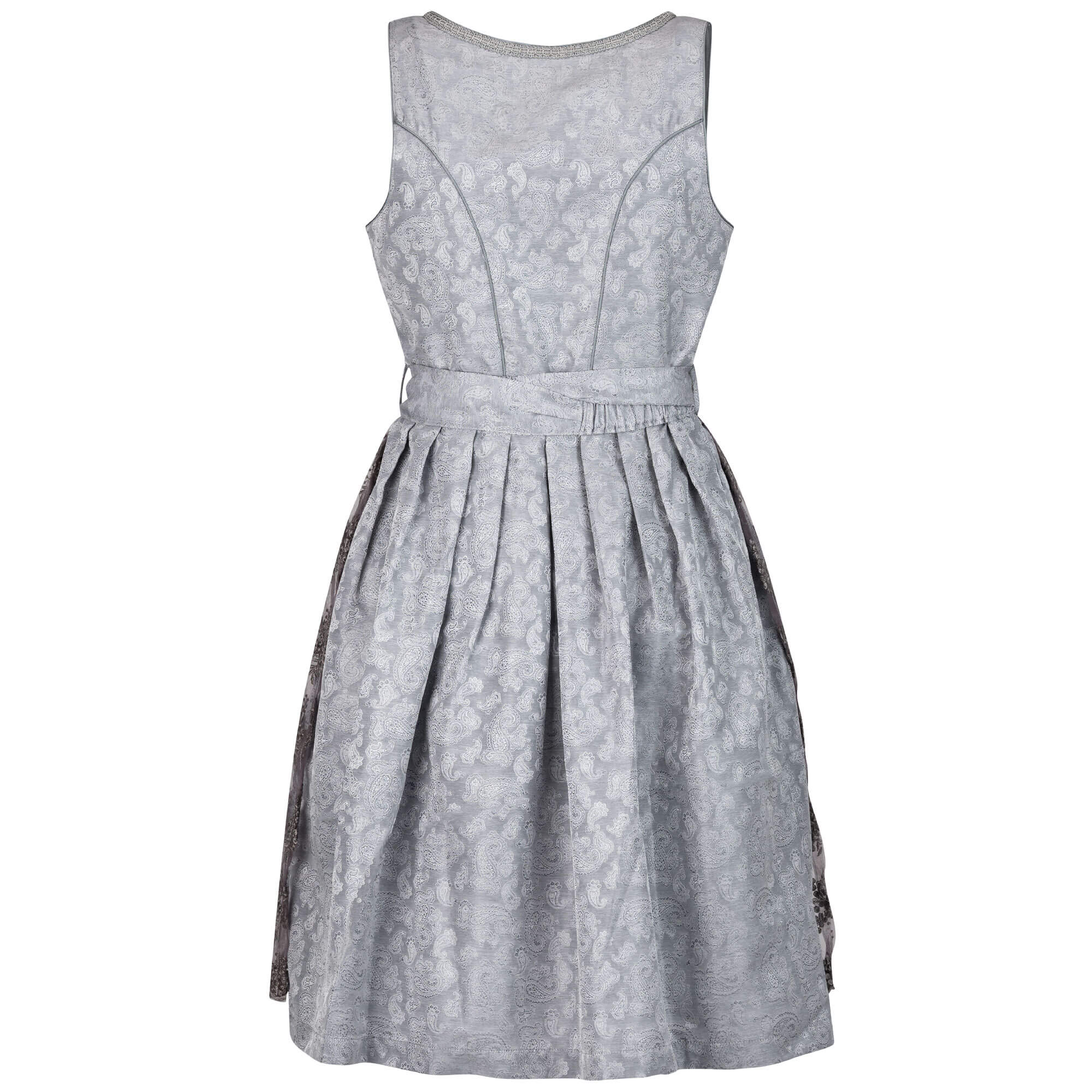 Hinteransicht des Damen Dirndls "Silvia" in der Farbe Grau-Hellrosa