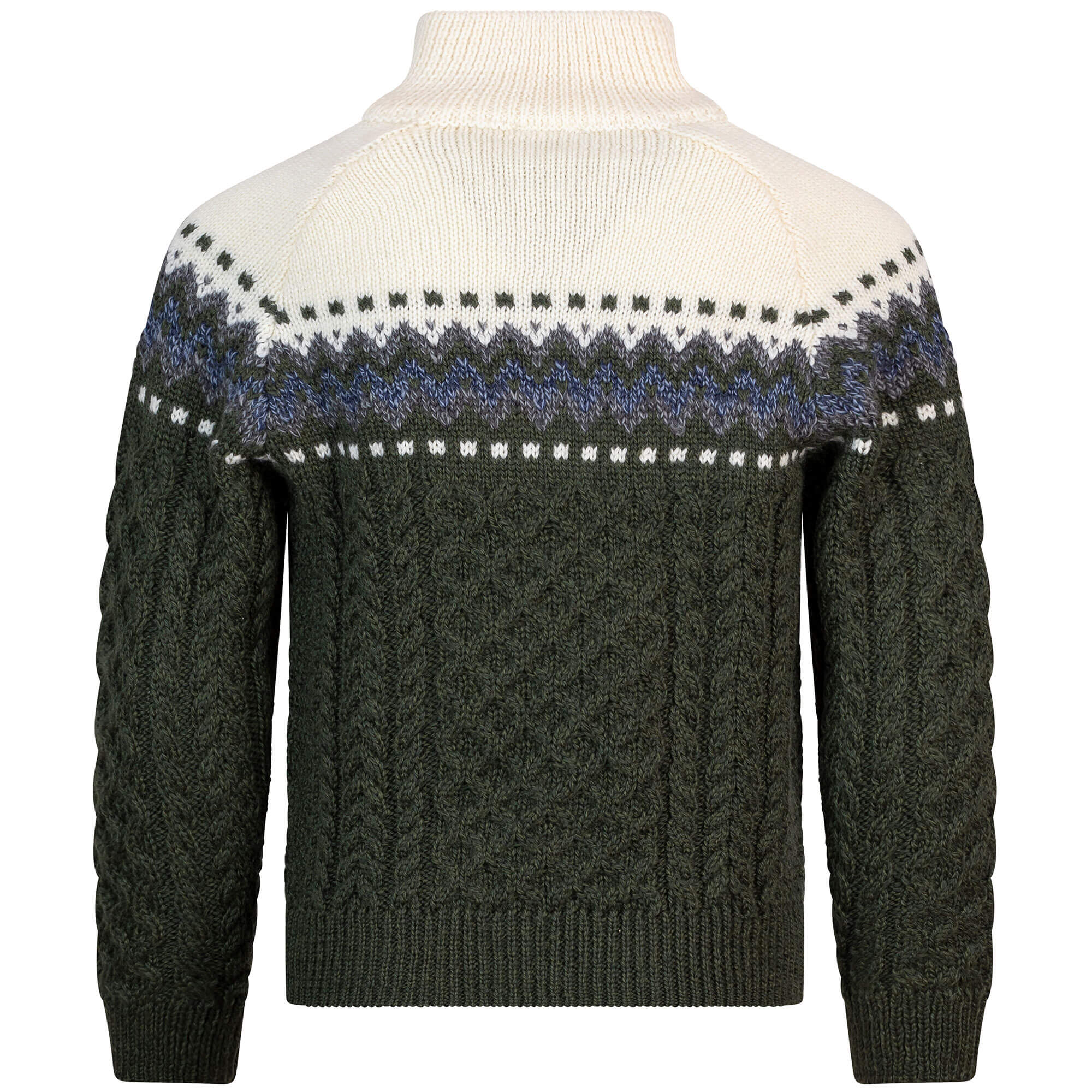 Rückansicht des Norweger Kinder Pullovers "Otto", in der Farbe Grün