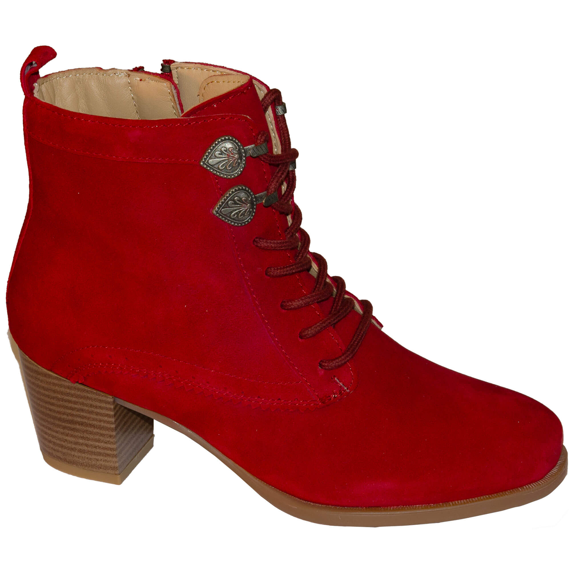Seitenansicht des Damen Schuh "Pia", in der Farbe Rot, nach Rechts schauend