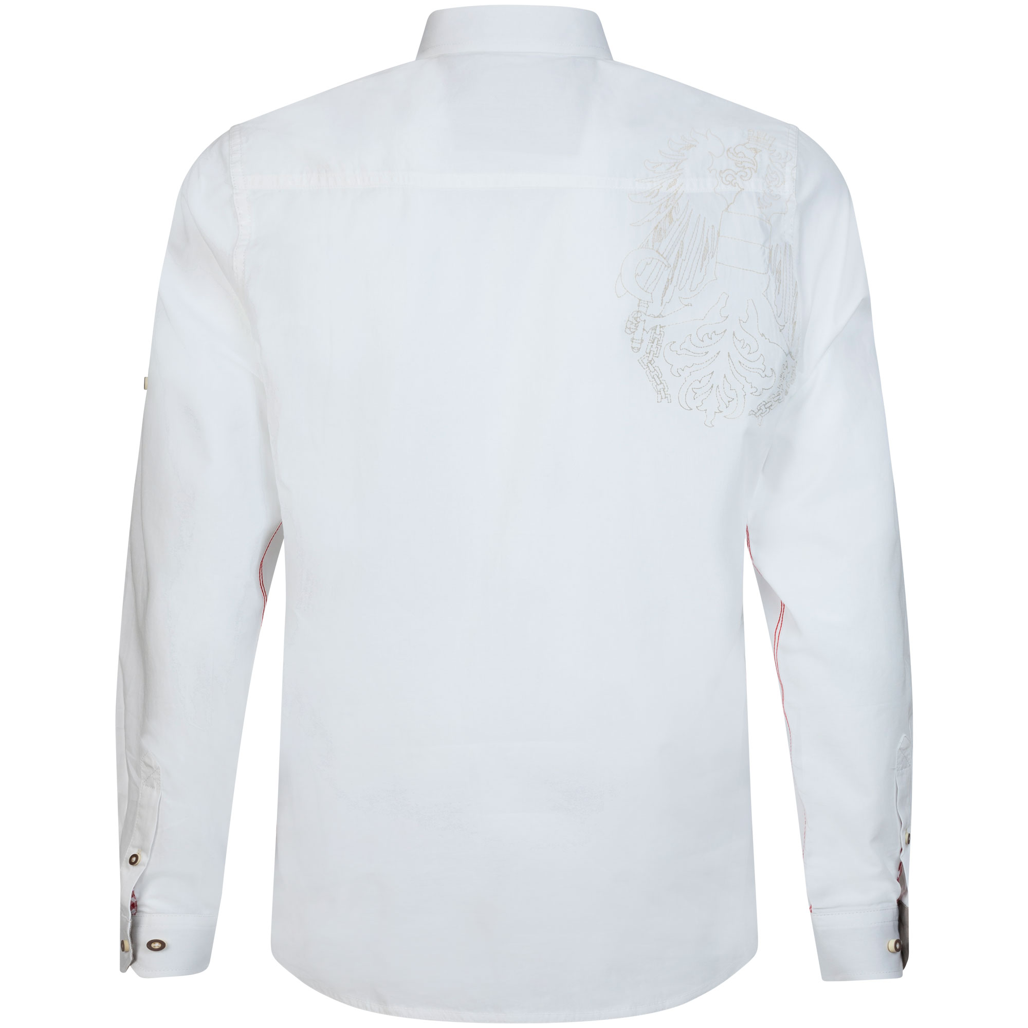 Rückansicht des Herren Hemd "Austria" in der Farbe Weiß, mit Adler Stickerei hinten