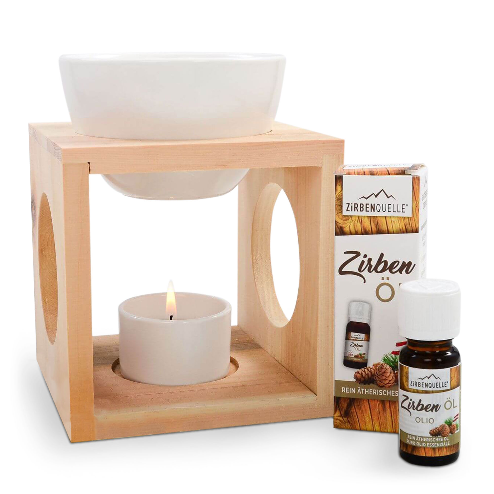 Zirben Duftlampe 4-teilig mit Zirbenöl