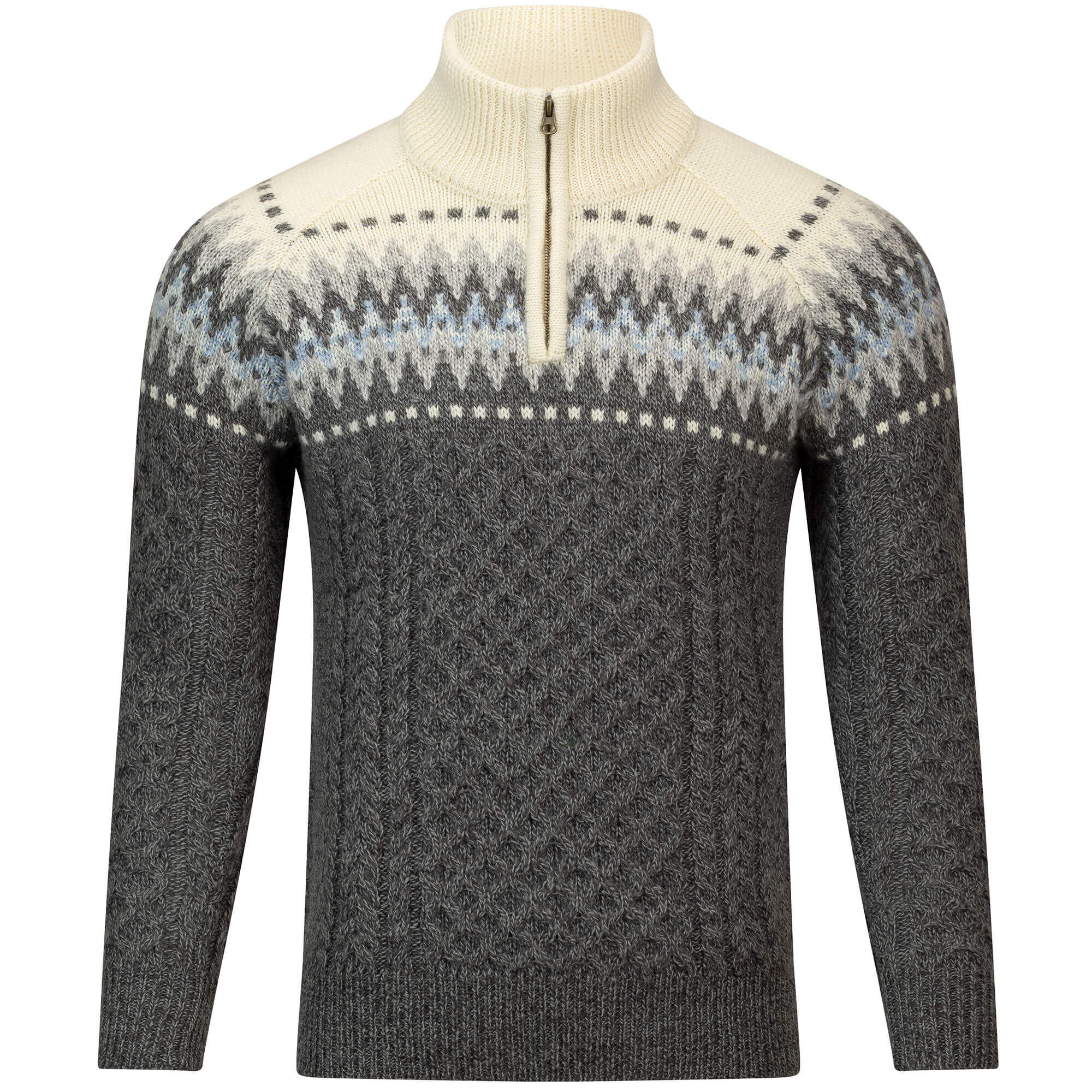 Vorderansicht des Norweger Herren Pullovers "Otto", in der Farbe Anthrazit