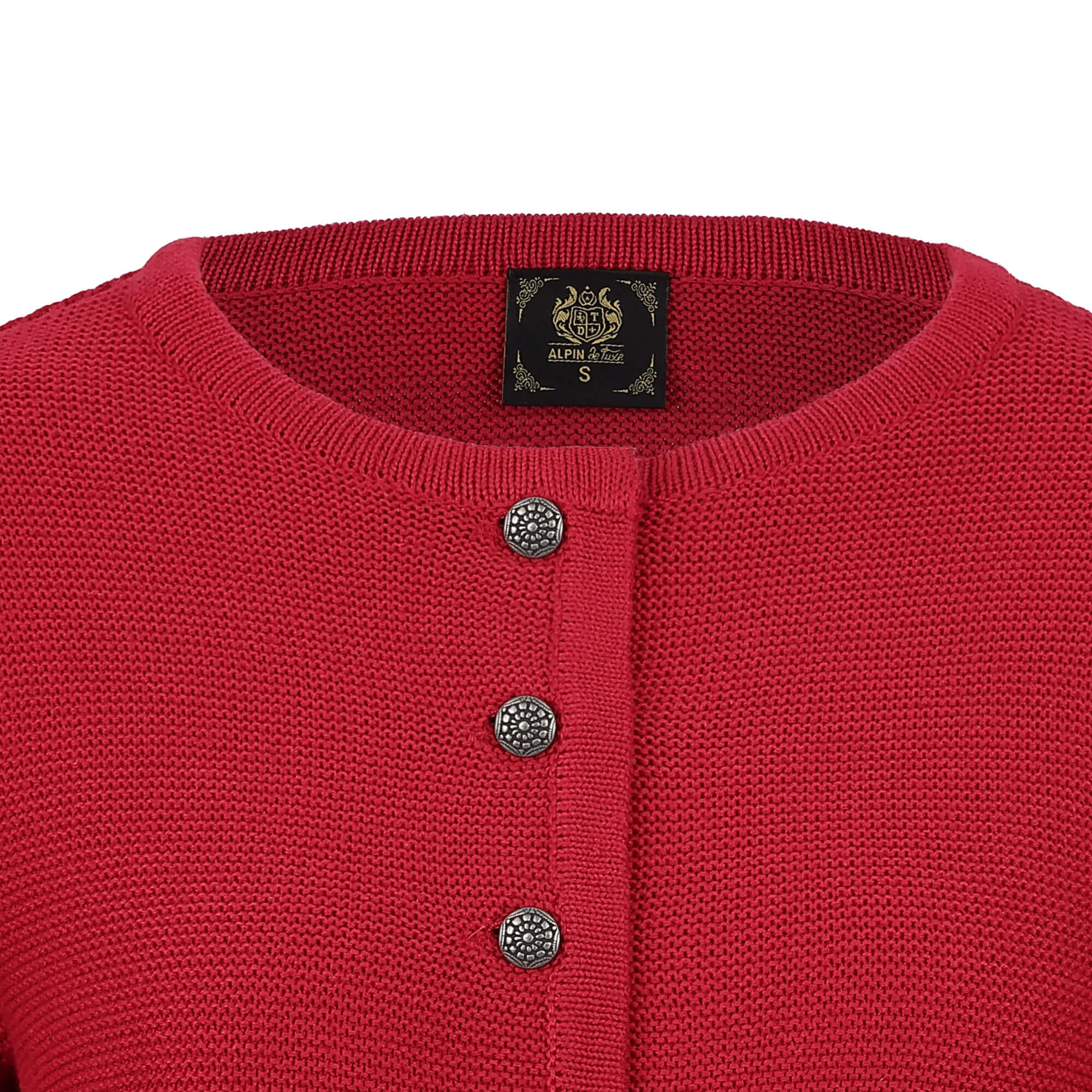 Detailansicht der Damen Strickjacke "Achensee", in der Farbe Rot