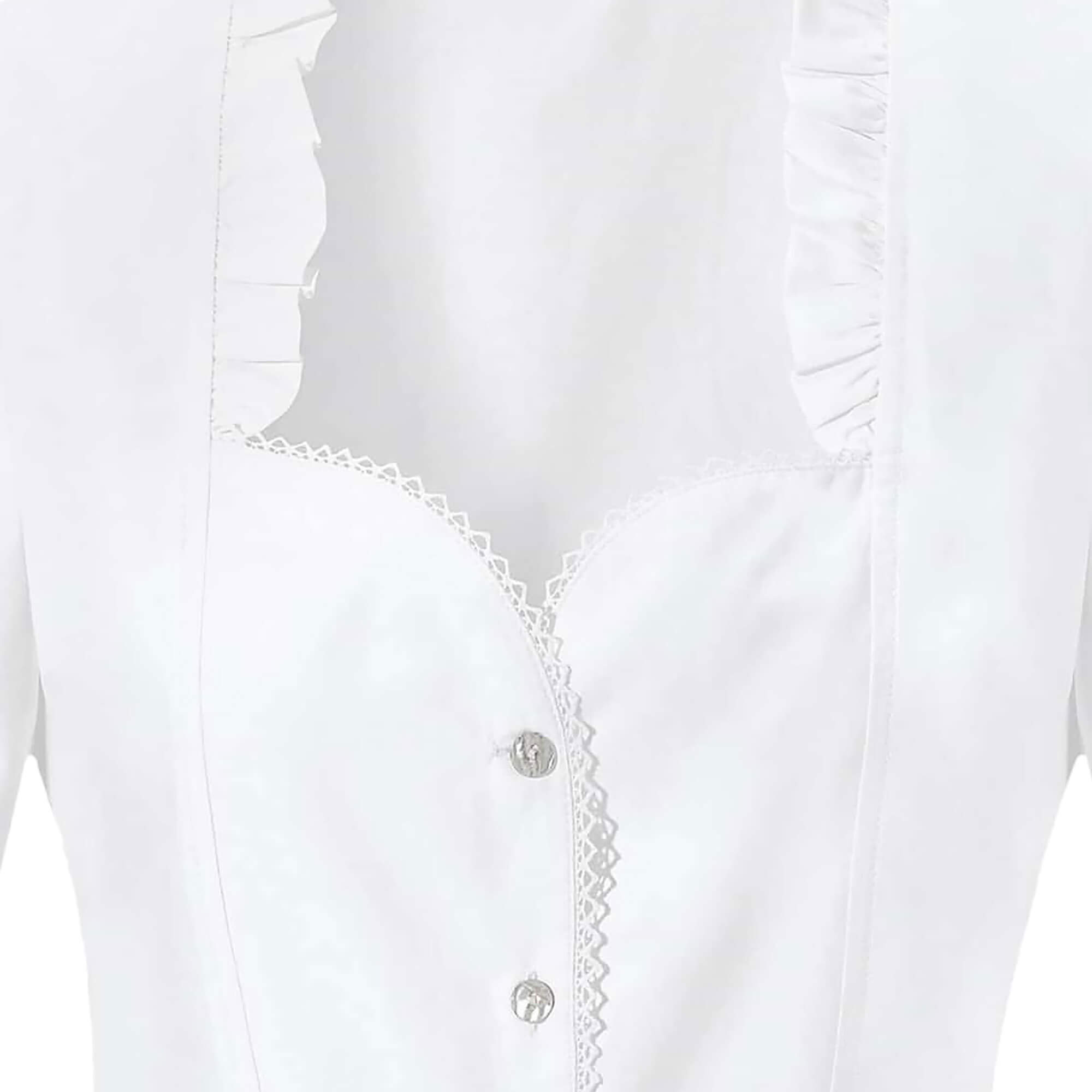 Detailansicht der Damen Trachtenbluse "Clara" in der Farbe Weiß