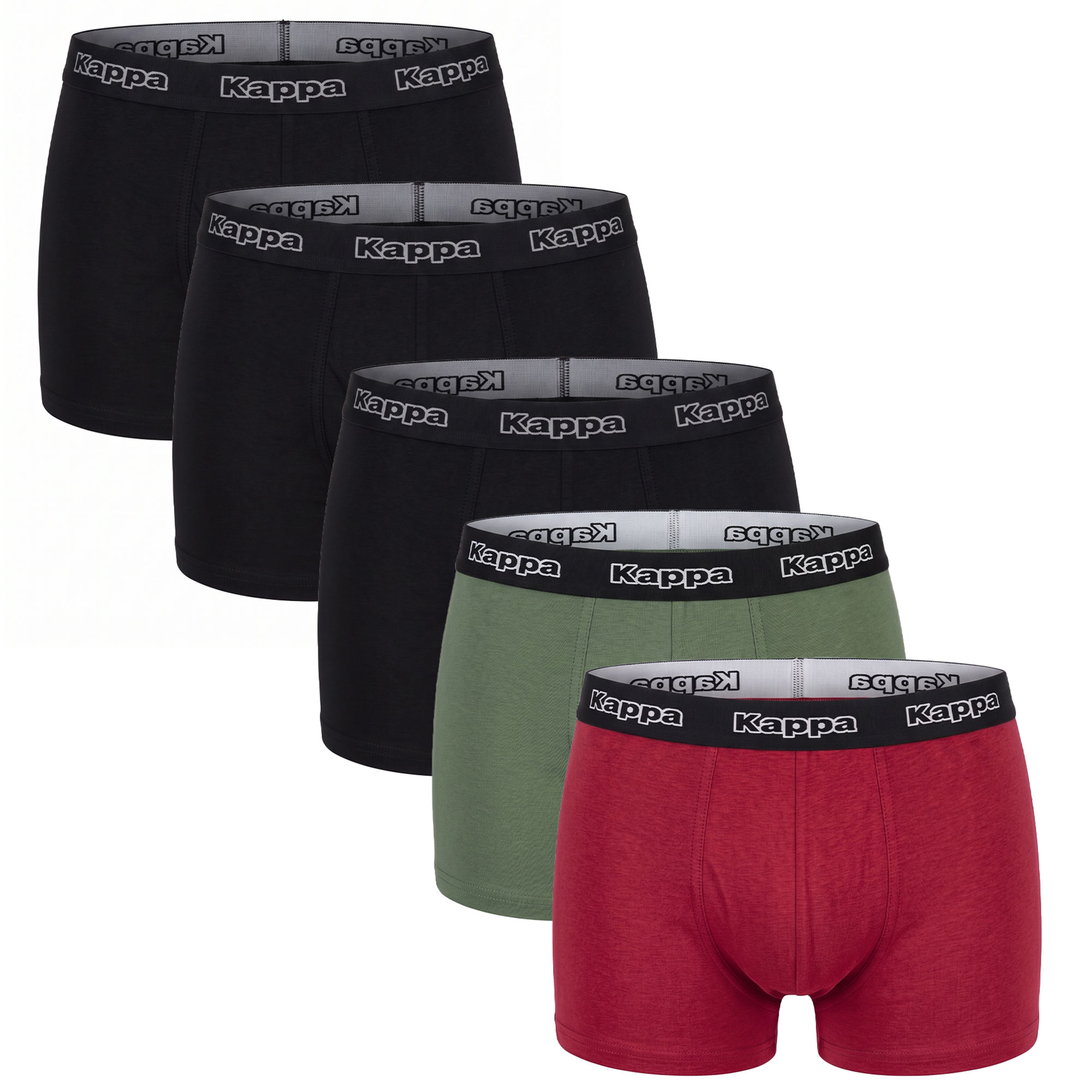 Herren Boxershorts 5er-Pack "Kappa", Schwarz/Grün/Rot