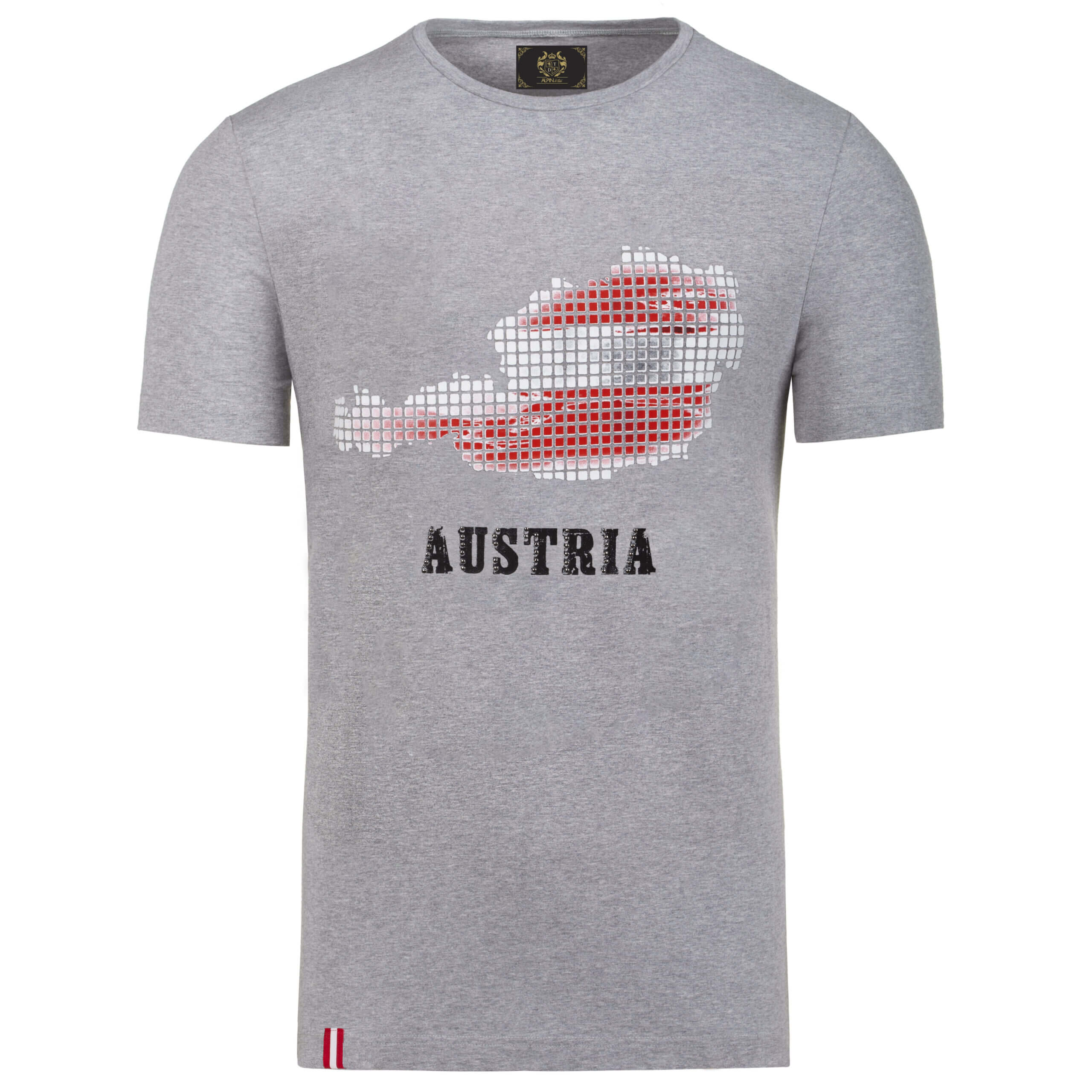 Vorderansicht des Herren T-Shirts "Austria", in der Farbe Grau