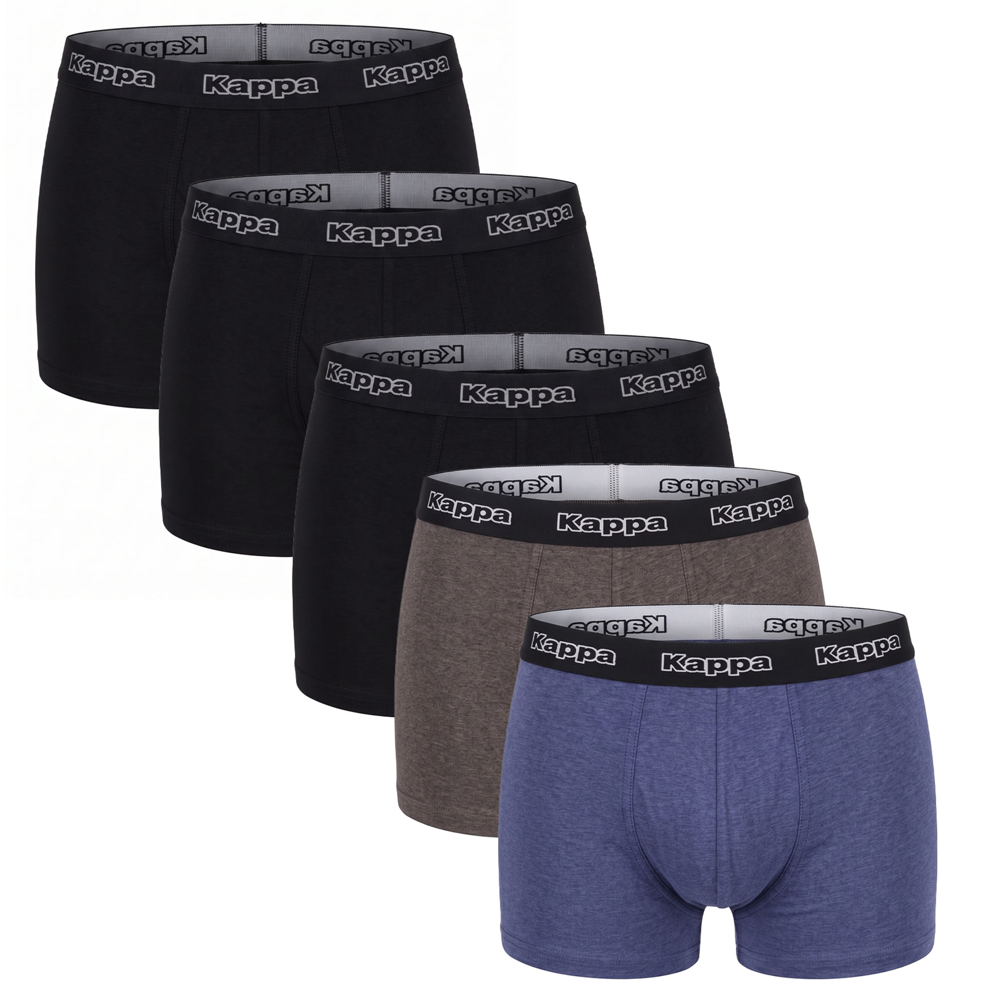 Herren Boxershorts 5er-Pack "Kappa", Schwarz/Grau/Blau