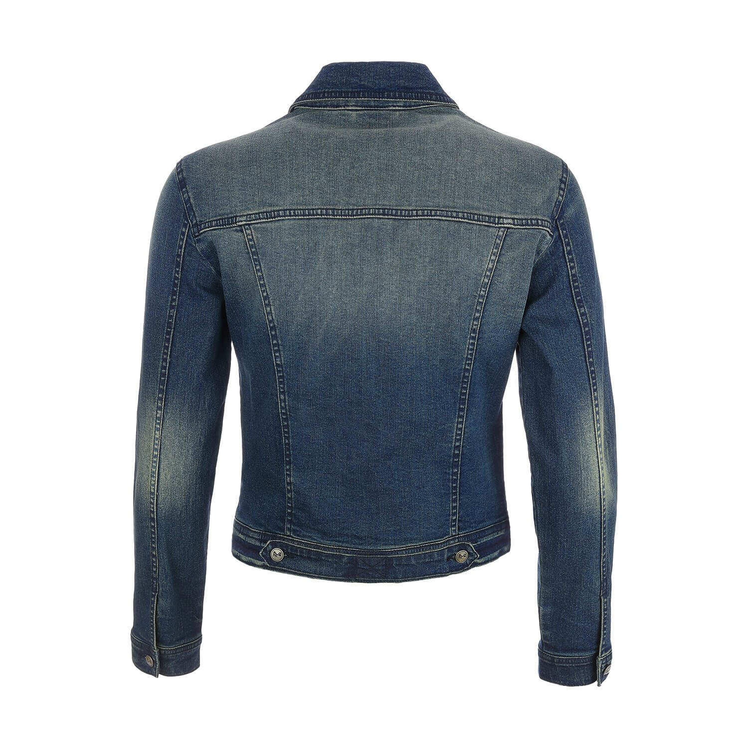 Hinteransicht der Damen Jeansjacke "Babsi", in der Farbe Dunkelblau