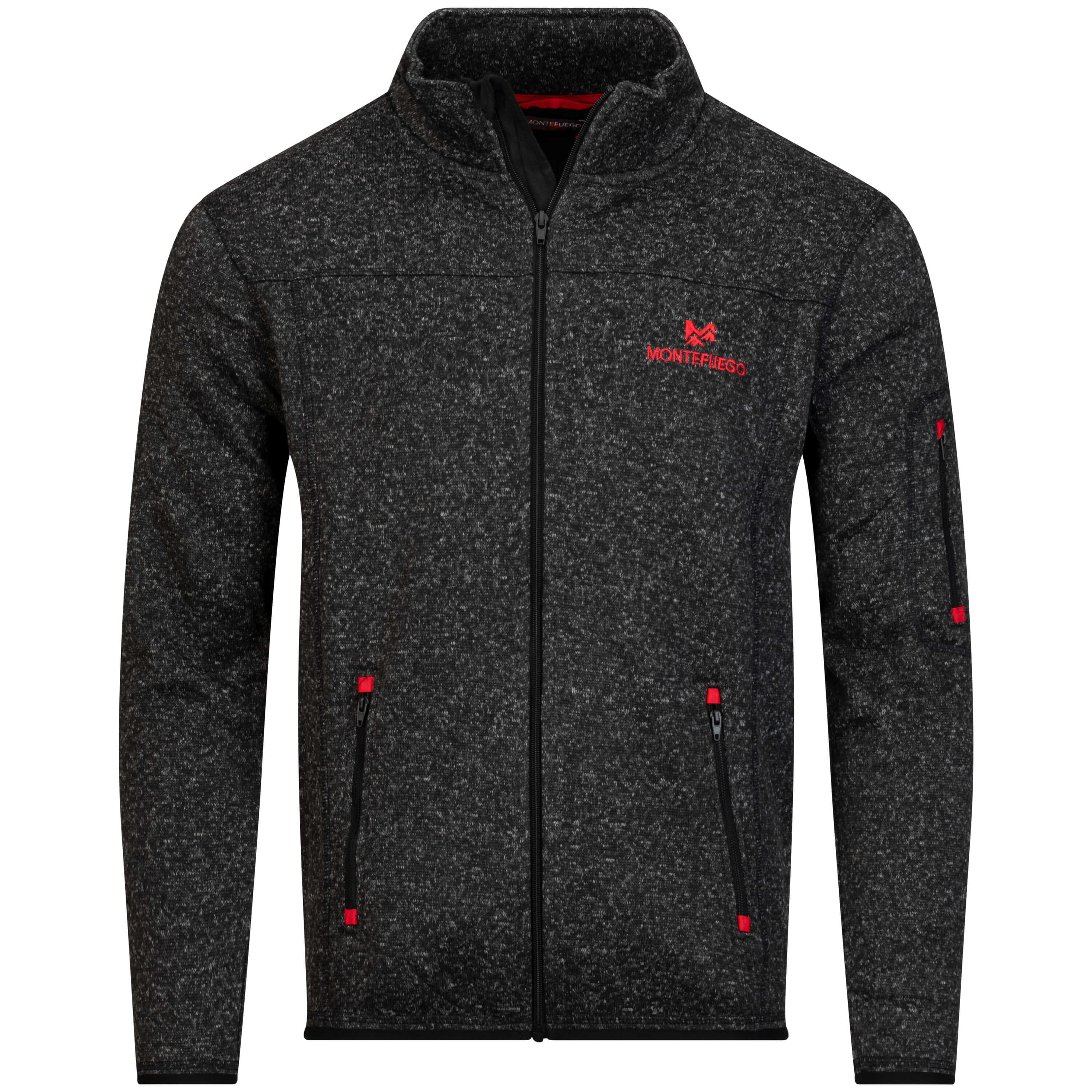 Vorderansicht der Herren Strickfleece Jacke "Rudi", in der Farbe Anthrazit